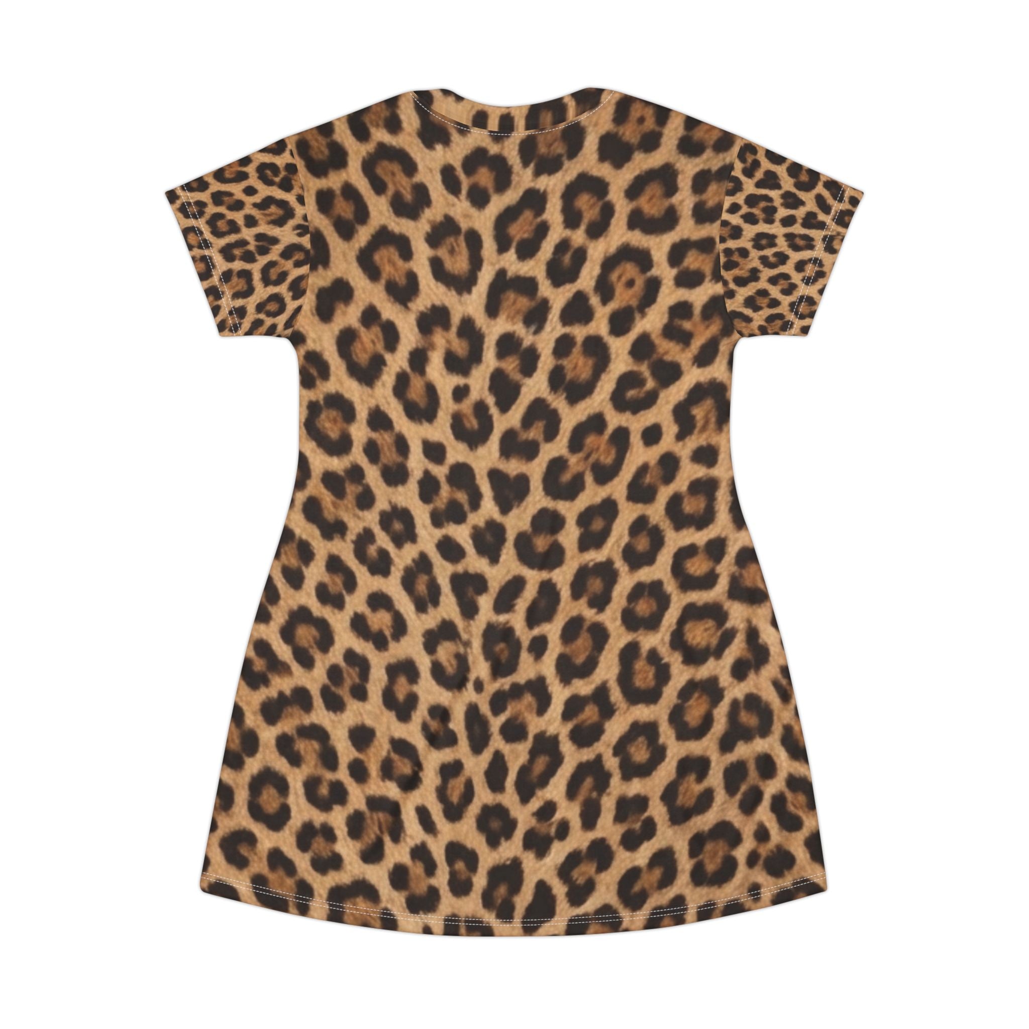 Leopard Print T-Shirt Dress - All-Over Animal Print AOP