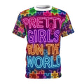 Pretty Girls Run the World Neon Puzzle Tee Printify