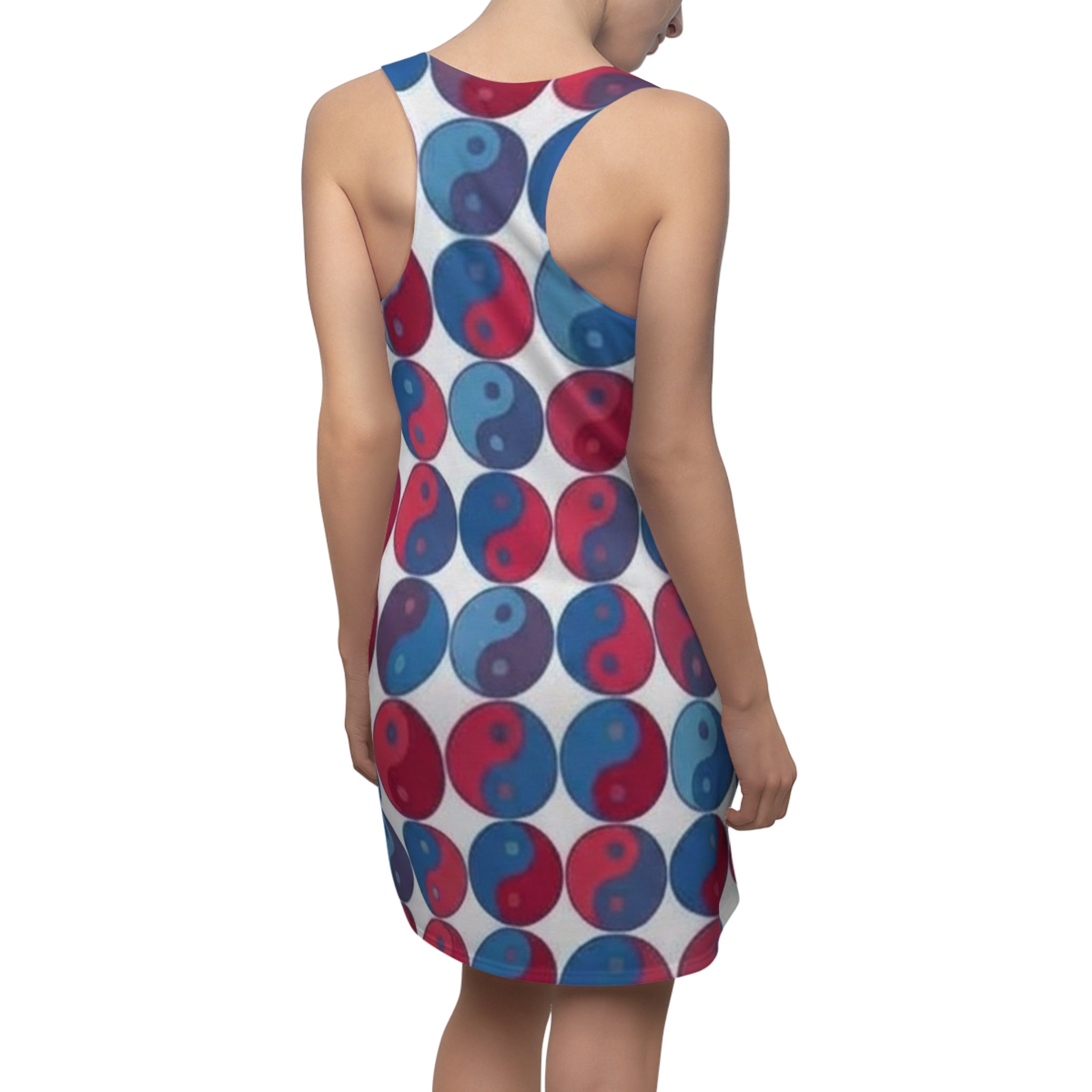 Red & Blue Yin Yang Racerback Dress — All-Over Print Casual Sundress