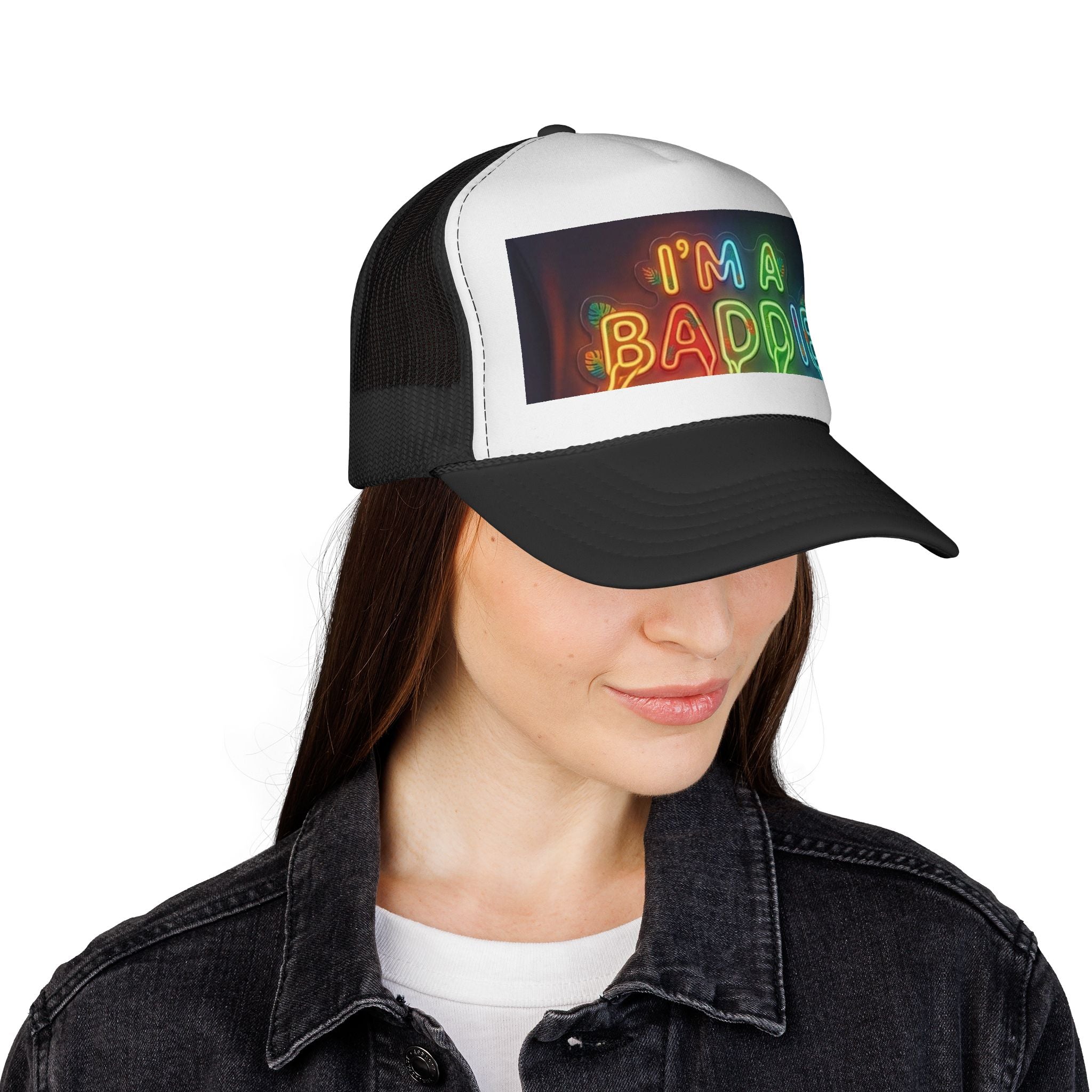 Trucker Cap — "I'm a Baddie" Neon Sign Graphic
