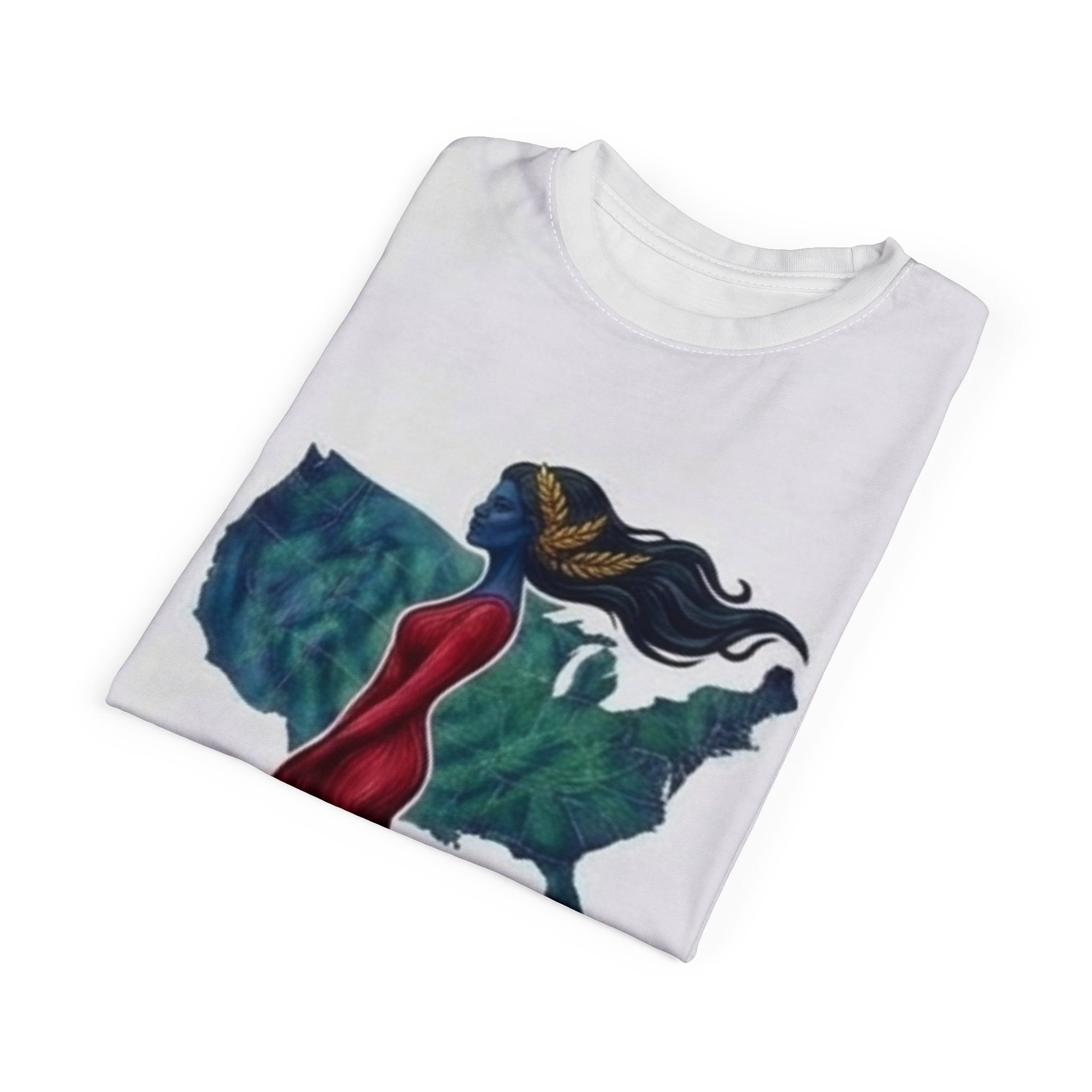 Patriotic Woman Silhouette Tee — USA Map Art Graphic Shirt