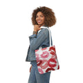 Lip Print Canvas Tote Bag — Kiss Pattern Reusable Beach & Market Bag