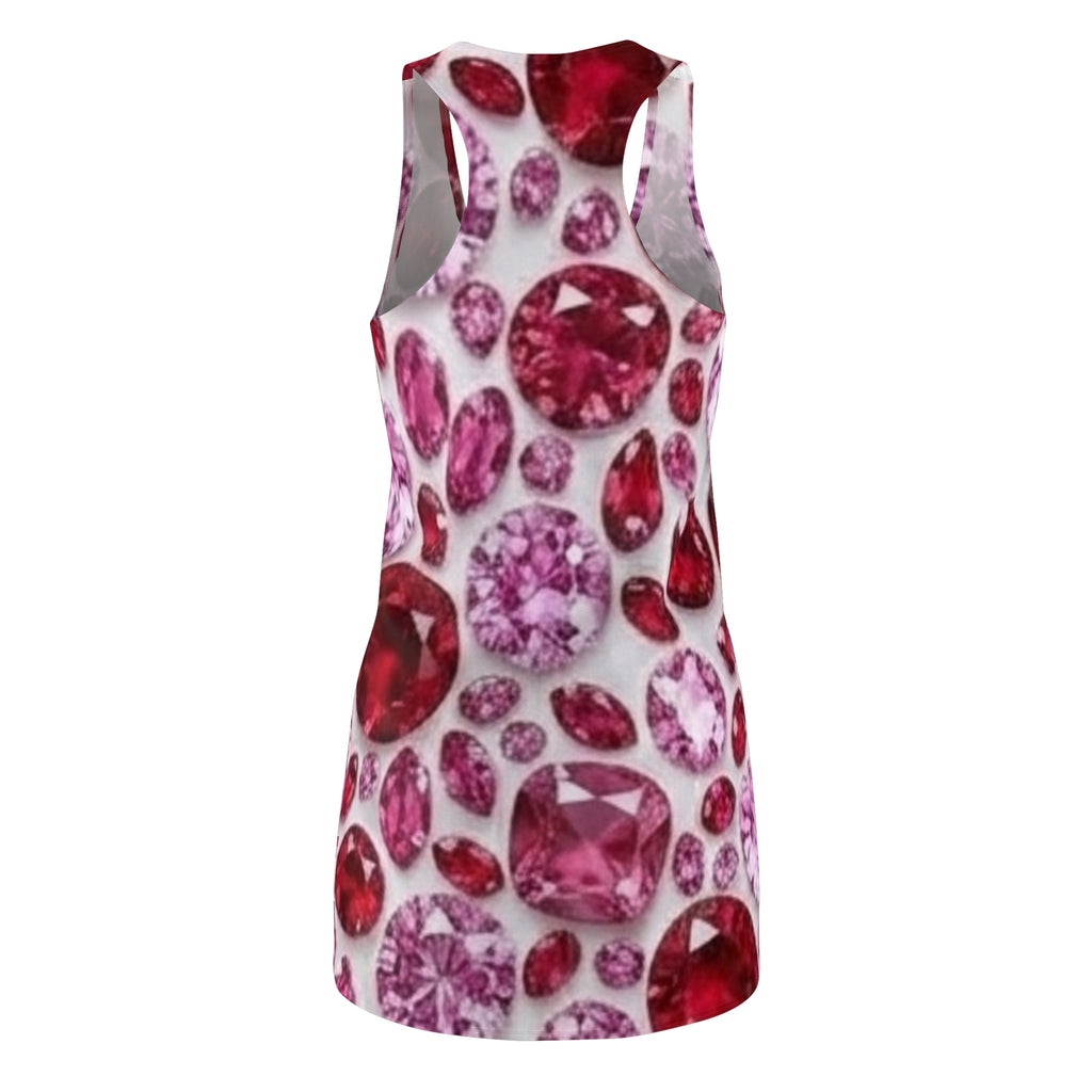Racerback Dress — Pink & Red Gemstone All-Over Print