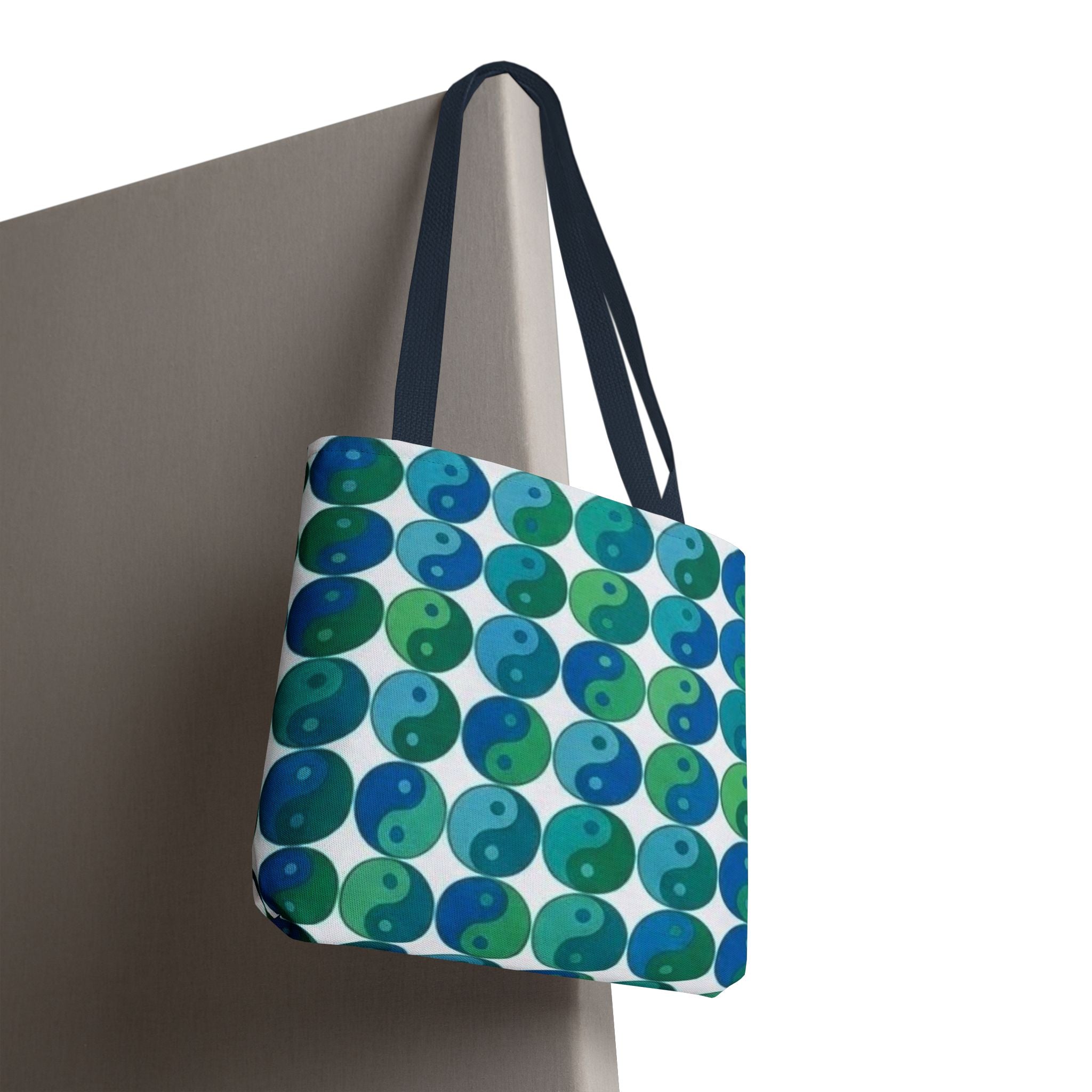 Yin Yang Pattern Tote Bag — Blue Green Reversible All-Over-Print Shopper