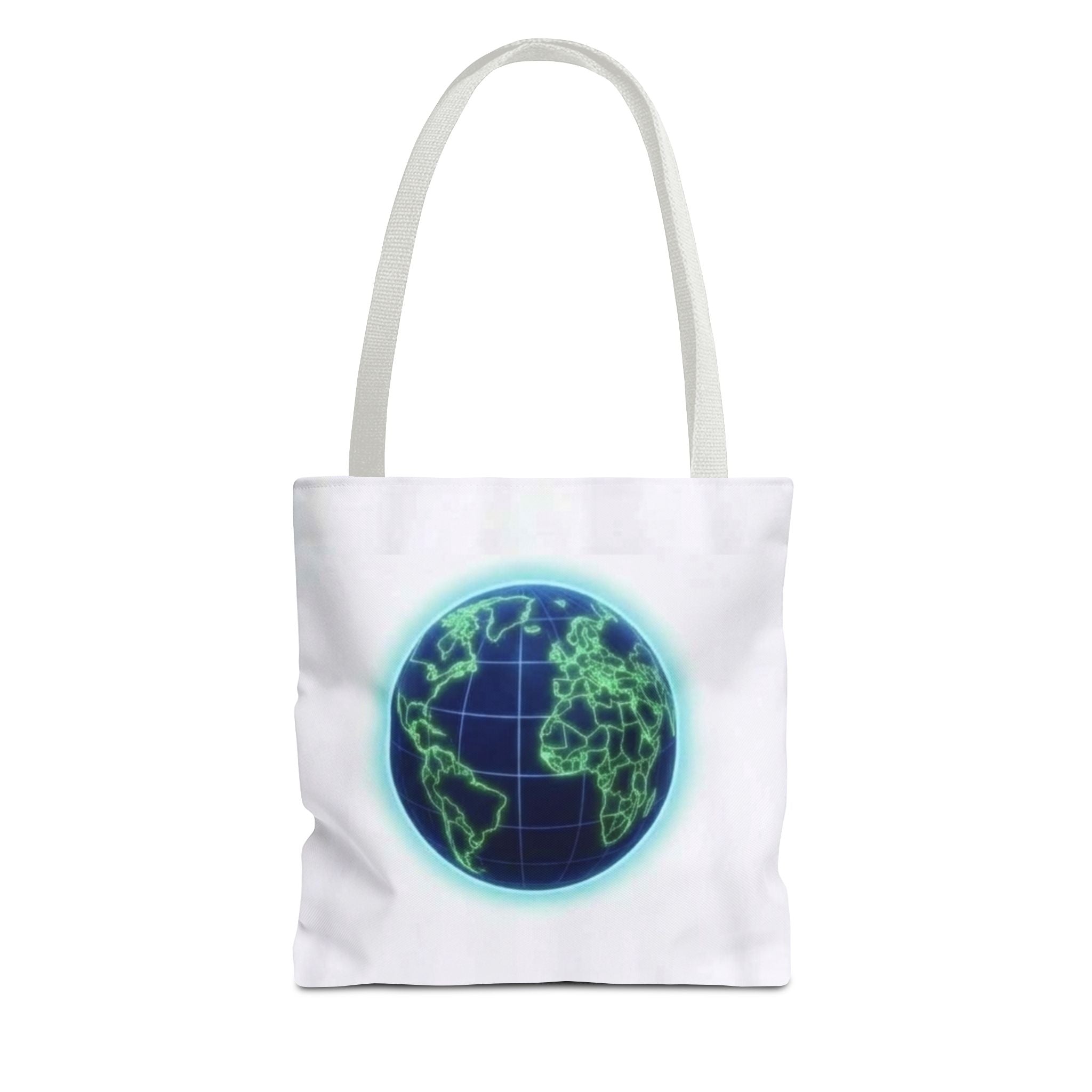 Neon Globe Tote Bag – Eco Globe AOP Tote for Travel & Everyday Printify