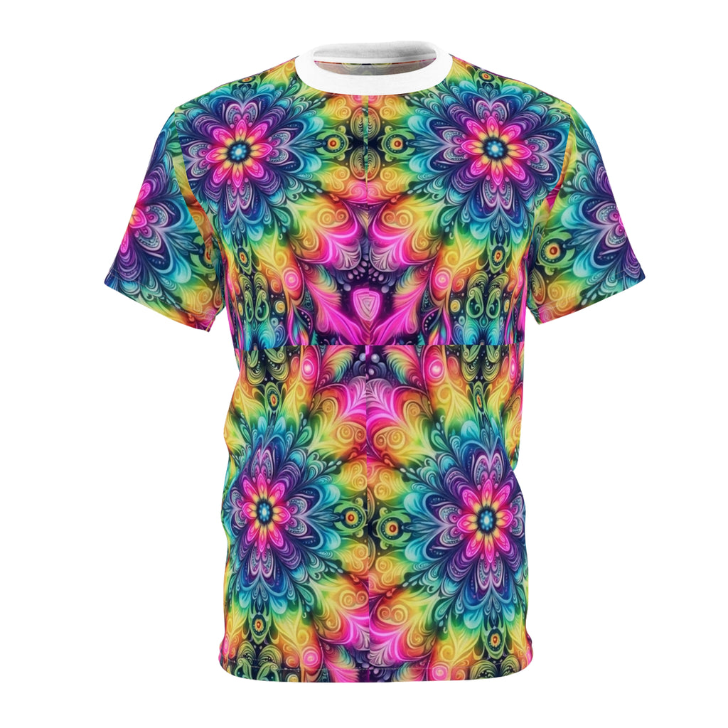 Psychedelic Floral Kaleidoscope Tee Printify