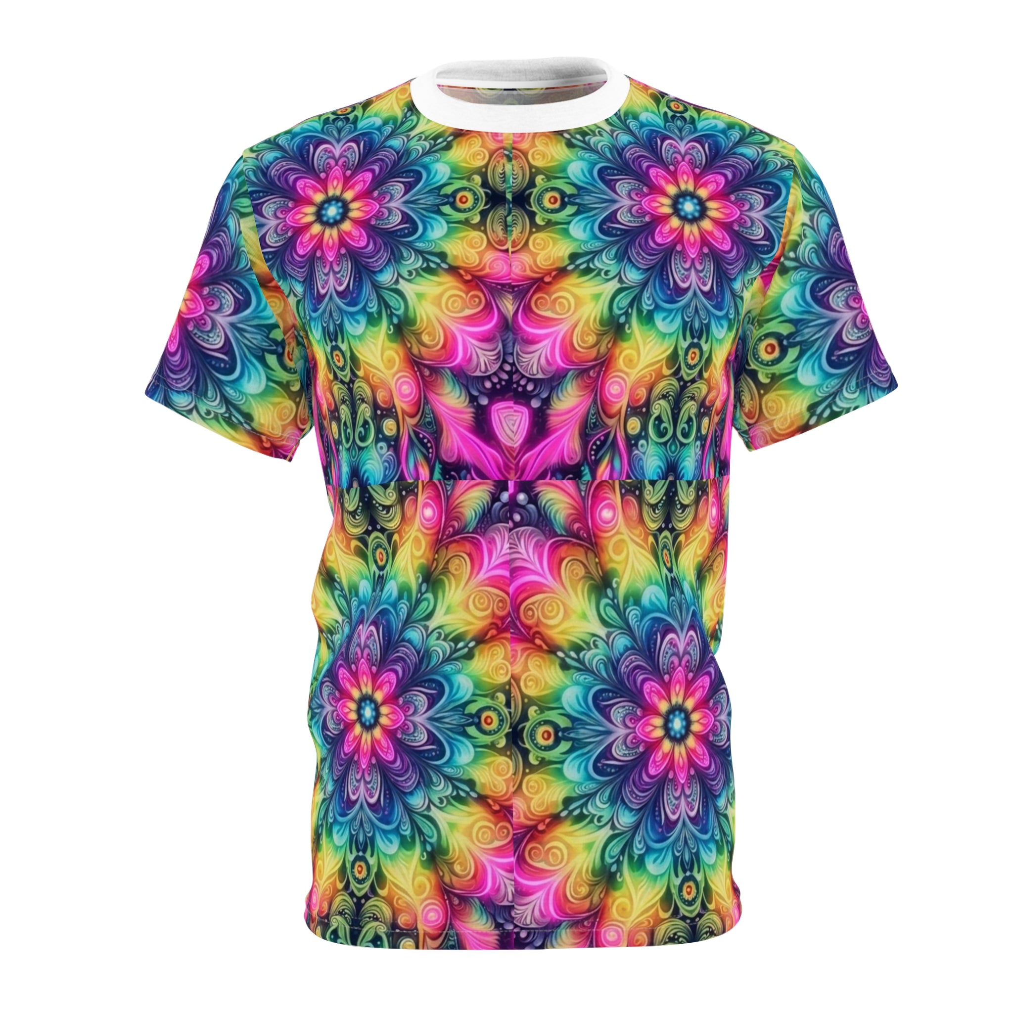 Psychedelic Floral Kaleidoscope Tee Printify