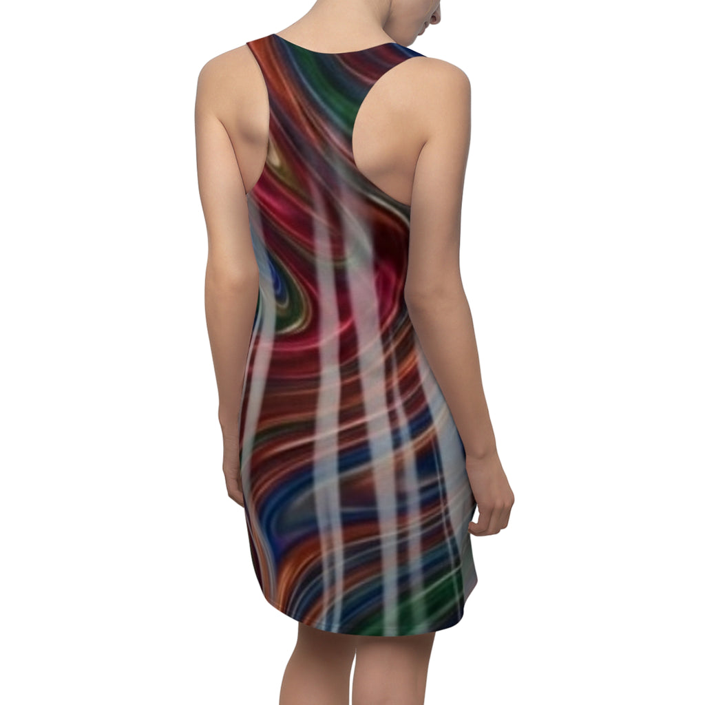 Swirl Marble Racerback Dress — Abstract Multicolor All-Over Print