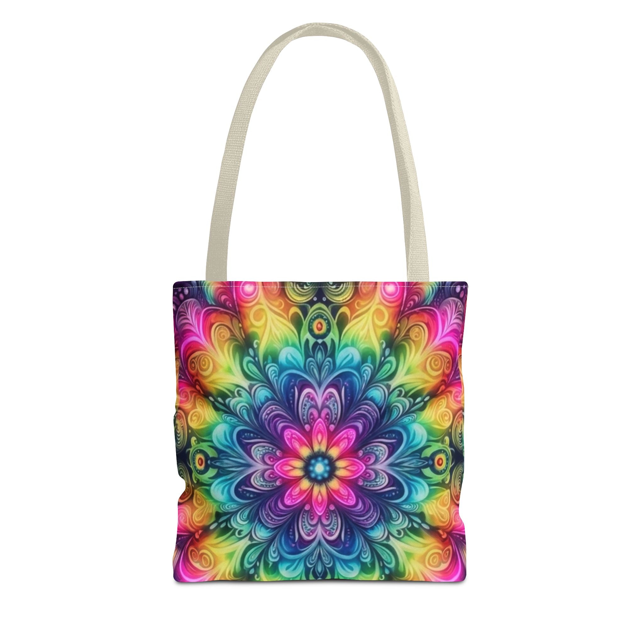 Psychedelic Floral Kaleidoscope Tote Bag Printify