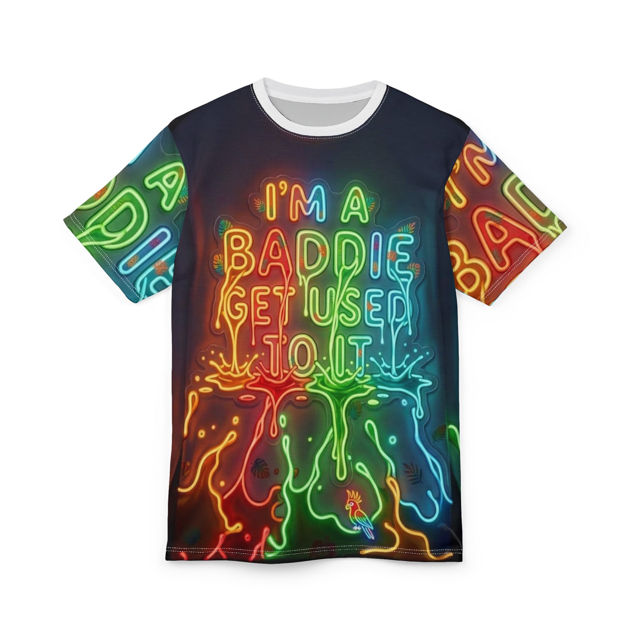 Neon 'I'm A Baddie' All-Over Print Tee