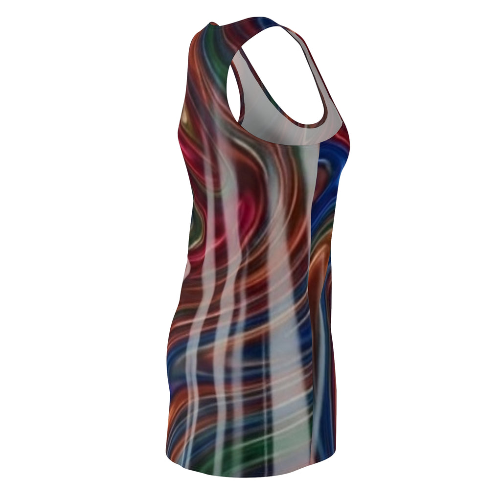 Swirl Marble Racerback Dress — Abstract Multicolor All-Over Print