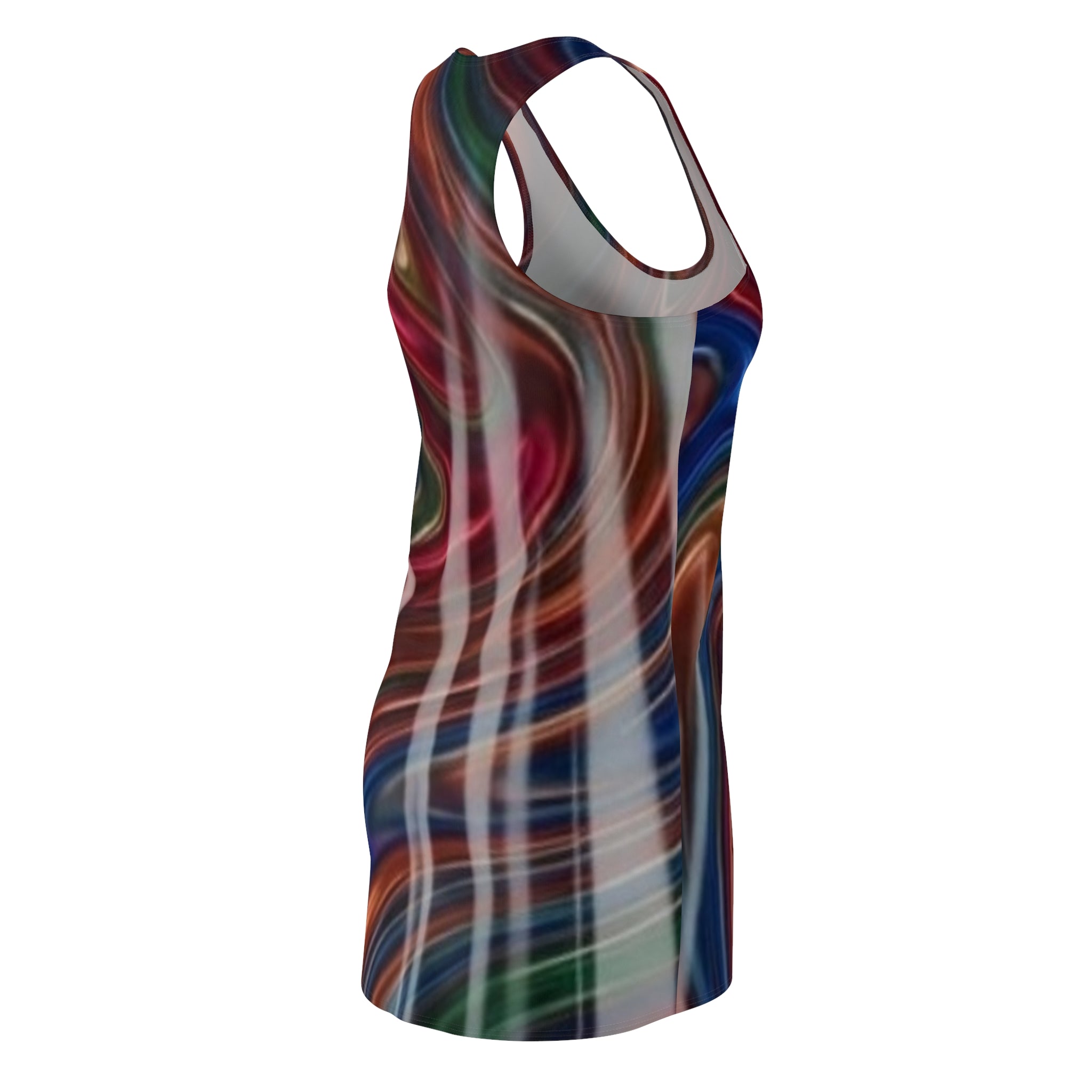Swirl Marble Racerback Dress — Abstract Multicolor All-Over Print