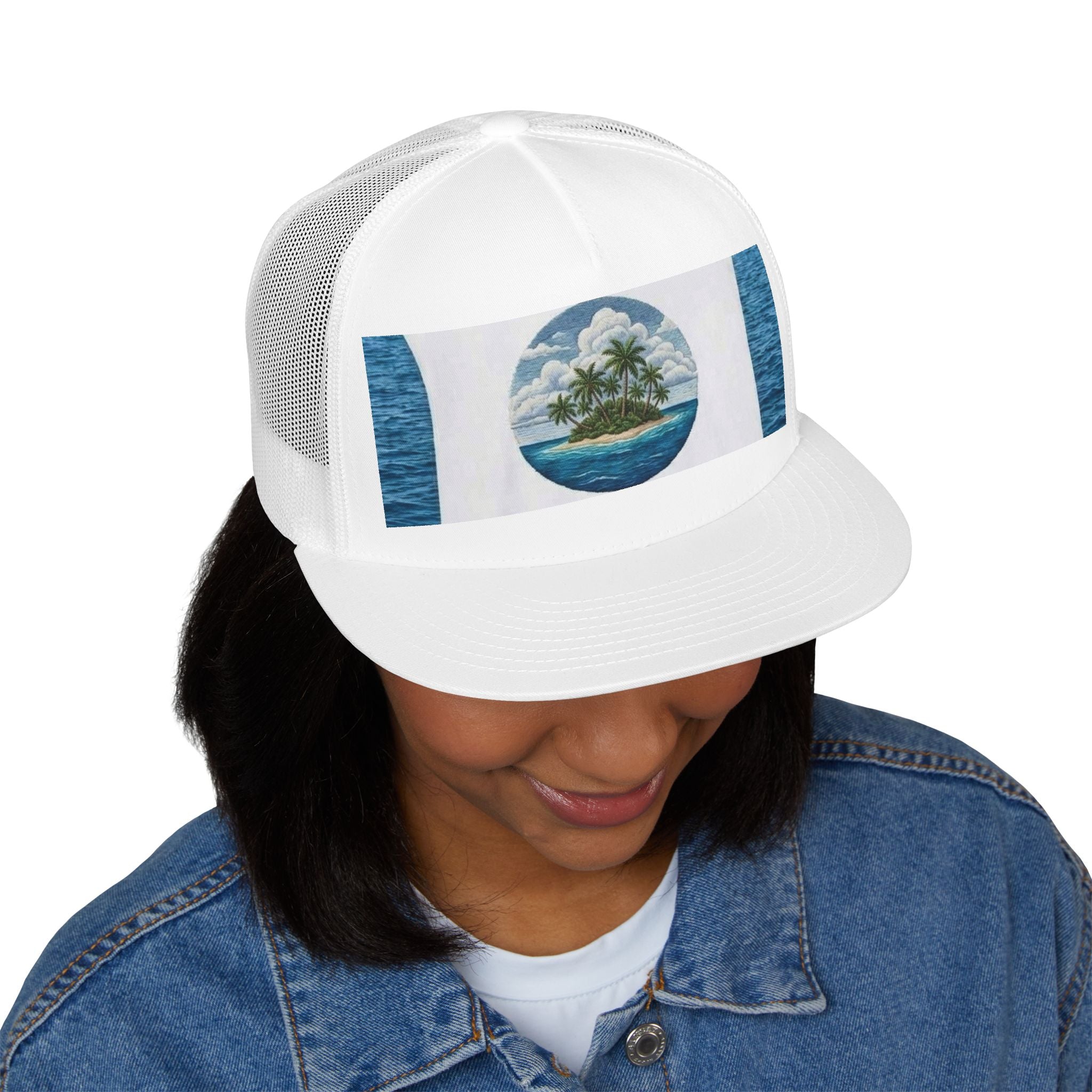 Island Paradise Trucker Cap — Tropical Beach Snapback
