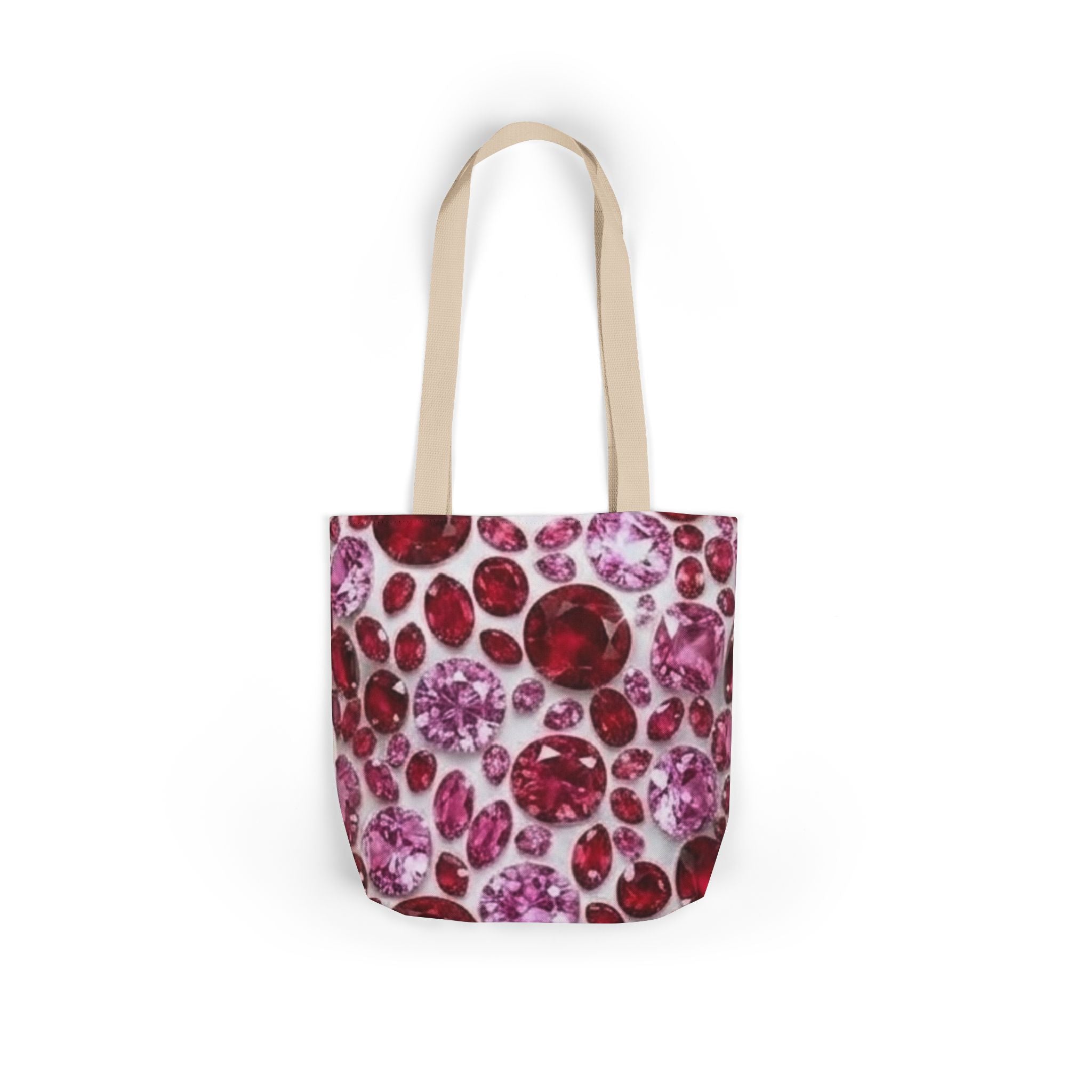Ruby Gemstone Pattern Canvas Tote — Sparkling Red Jewel Print Tote Bag