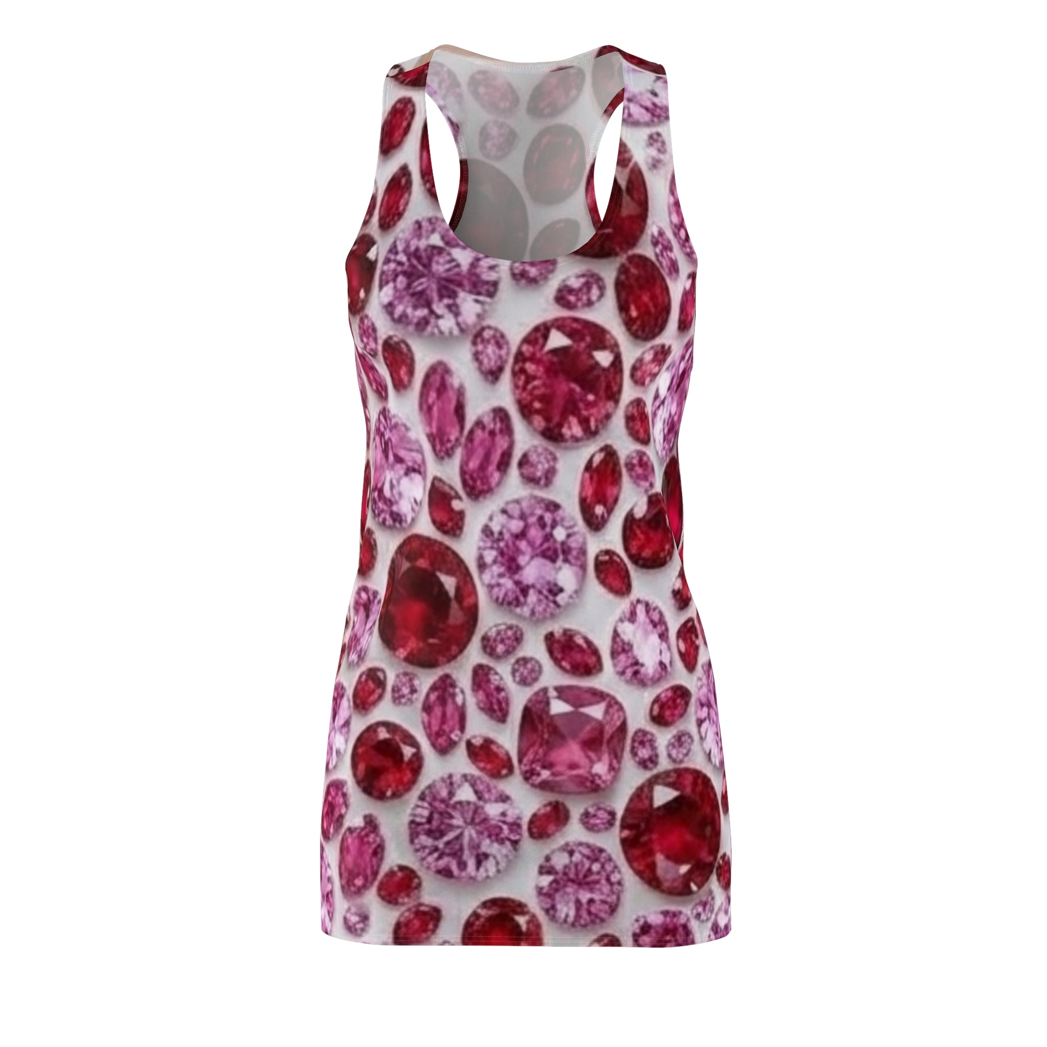 Racerback Dress — Pink & Red Gemstone All-Over Print