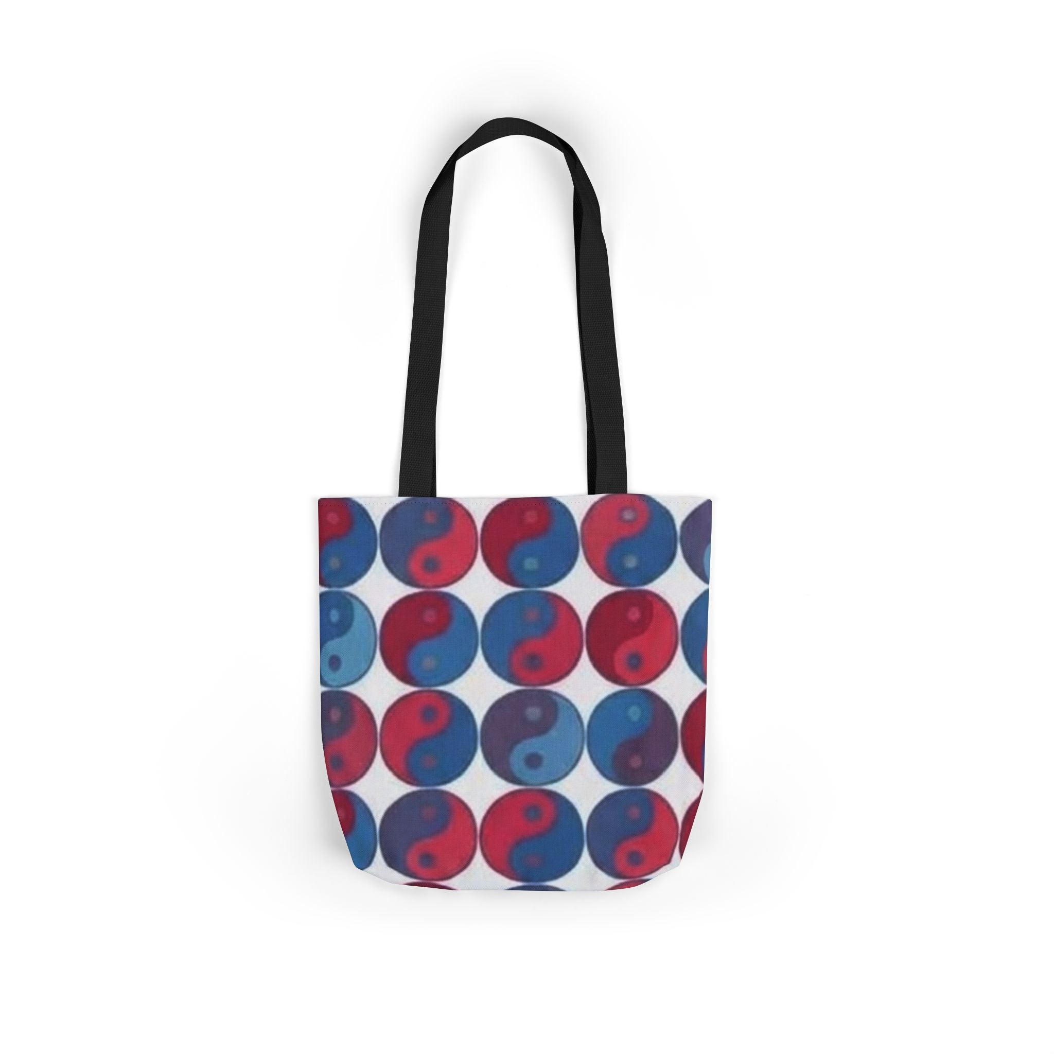 Yin Yang Pattern Canvas Tote — Red & Blue Reversible Symbol Beach Bag