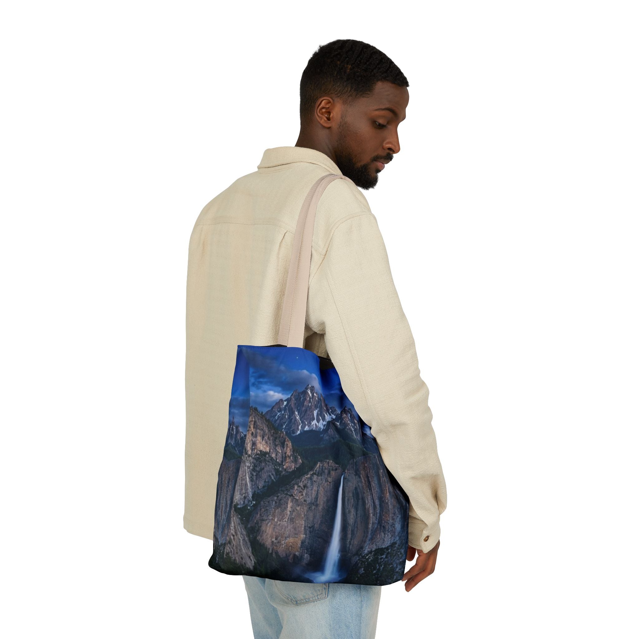 Yosemite Nightfall Canvas Tote — Scenic Waterfall Photo Bag