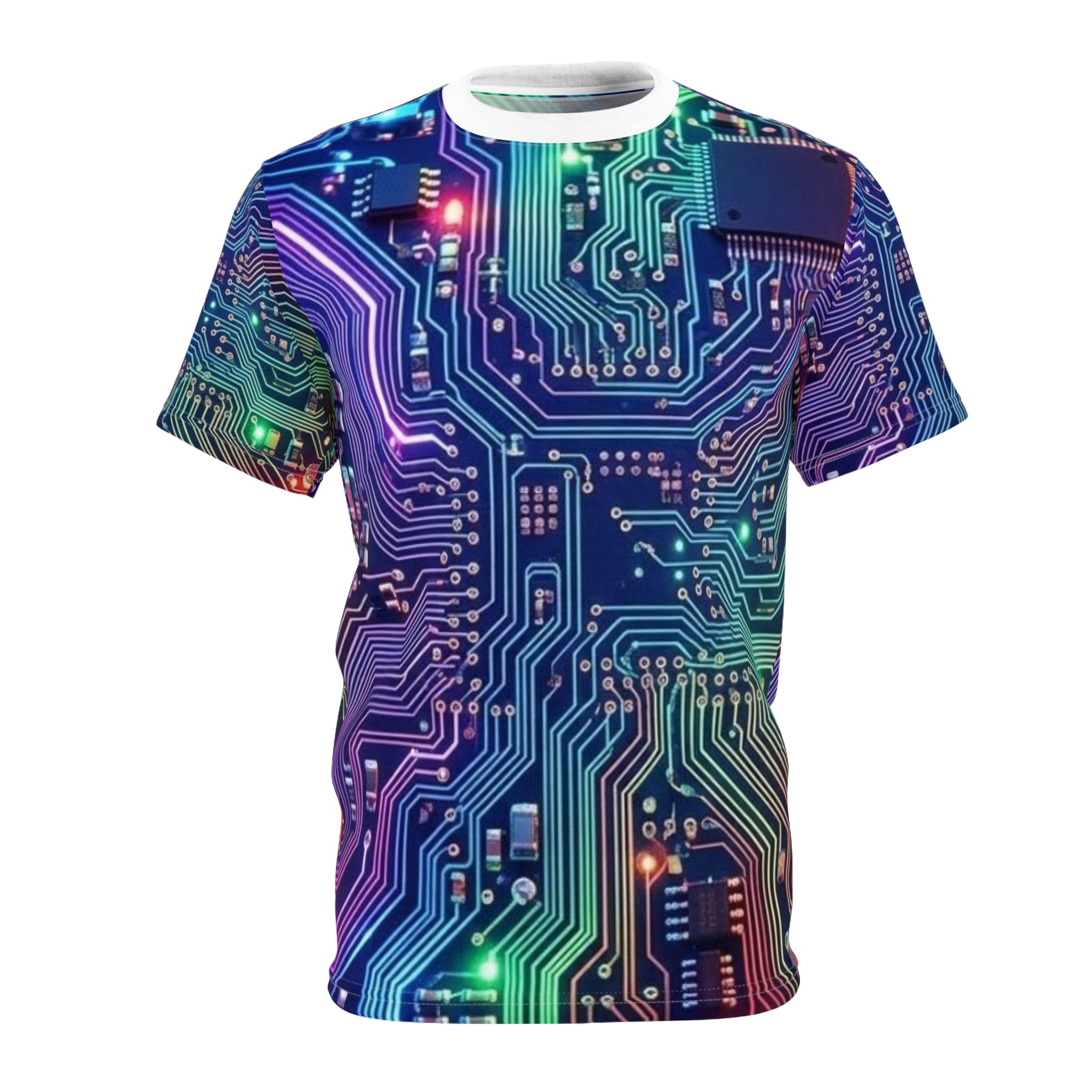Circuit Board Tech Tee — Neon PCB All-Over Print Shirt Printify