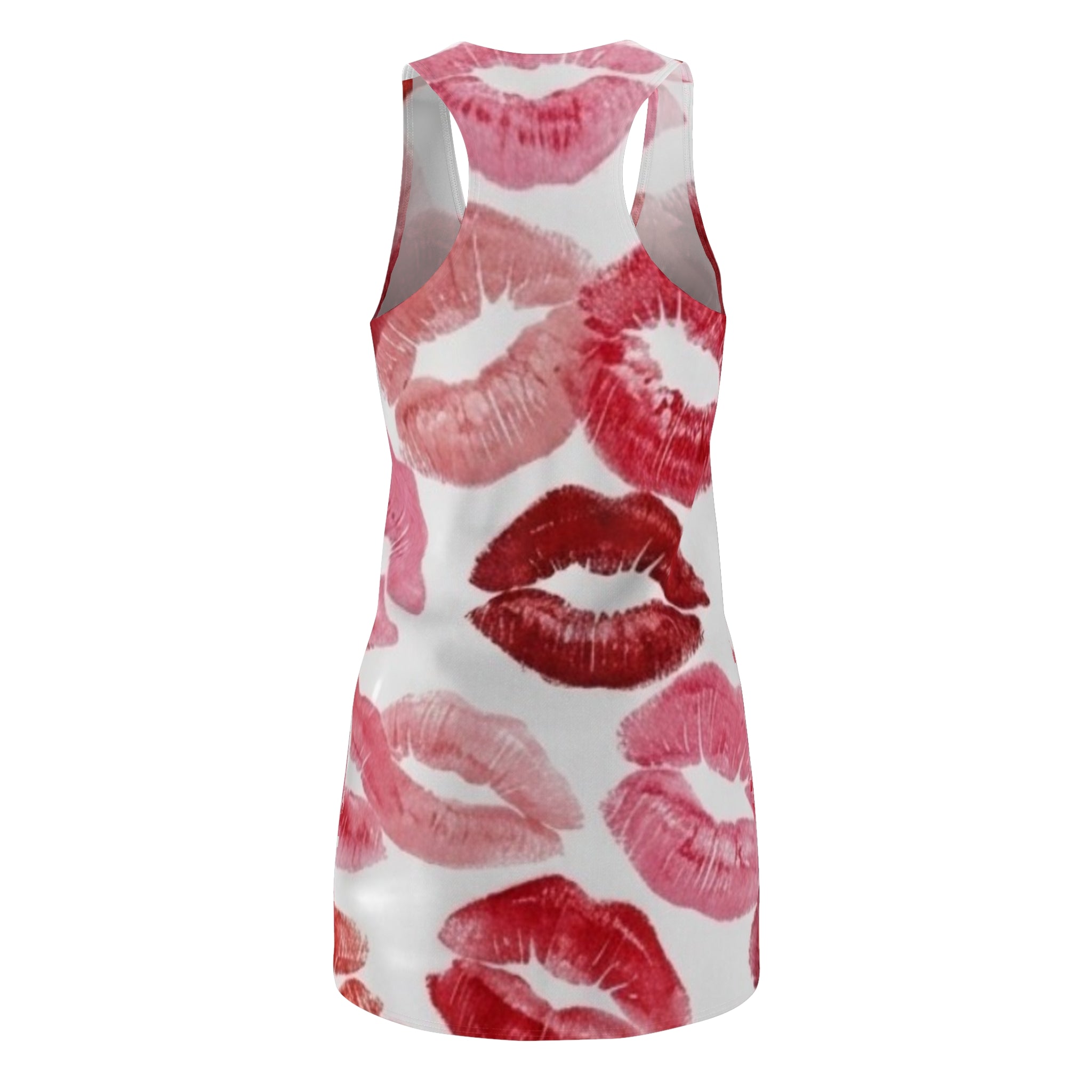 Kiss Print Racerback Dress — Pink & Red Lipstick Pattern