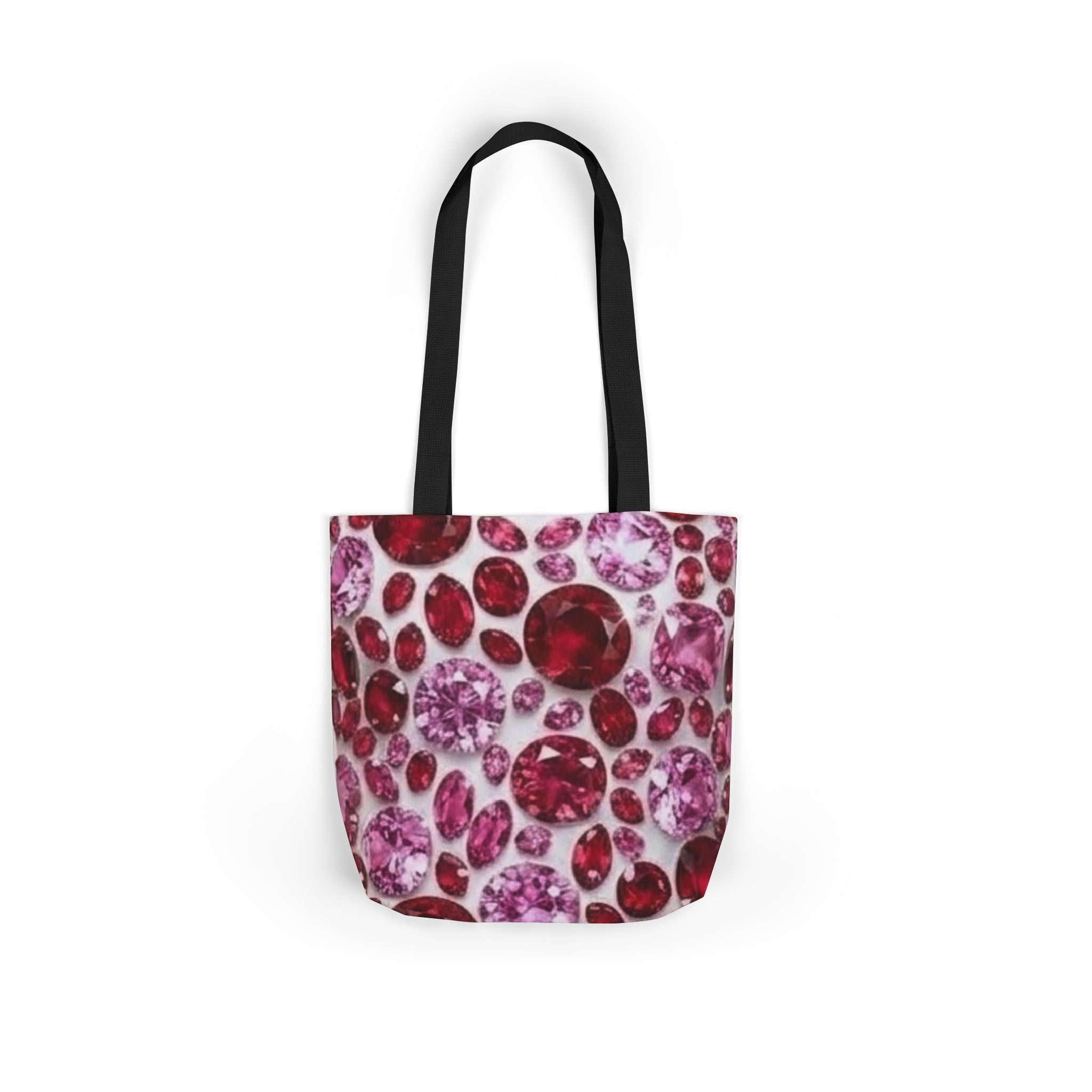 Ruby Gemstone Pattern Canvas Tote — Sparkling Red Jewel Print Tote Bag