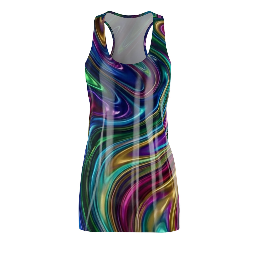 Racerback Dress — Iridescent Swirl All-Over Print
