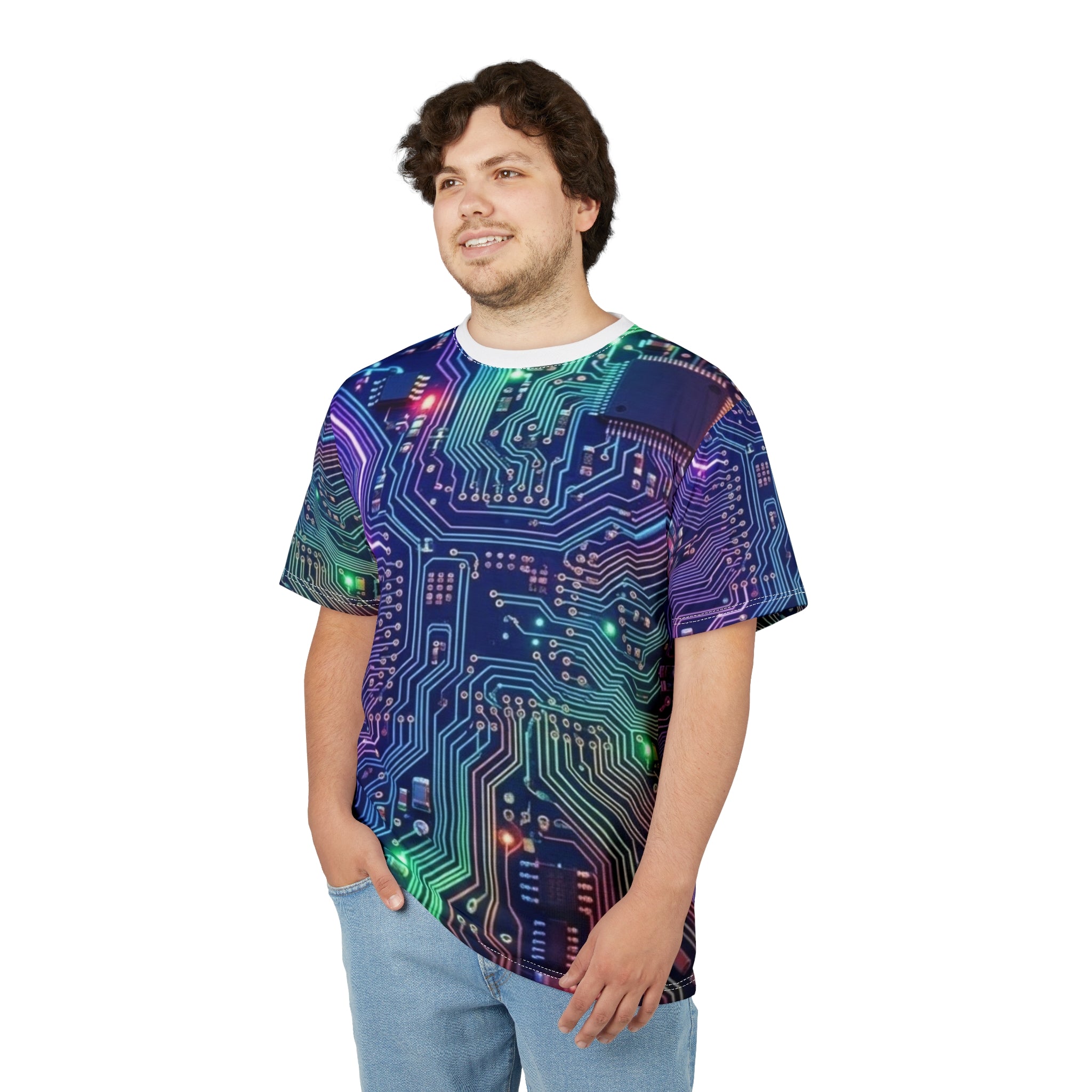 Circuit Board Tech Tee — Neon PCB All-Over Print Shirt Printify