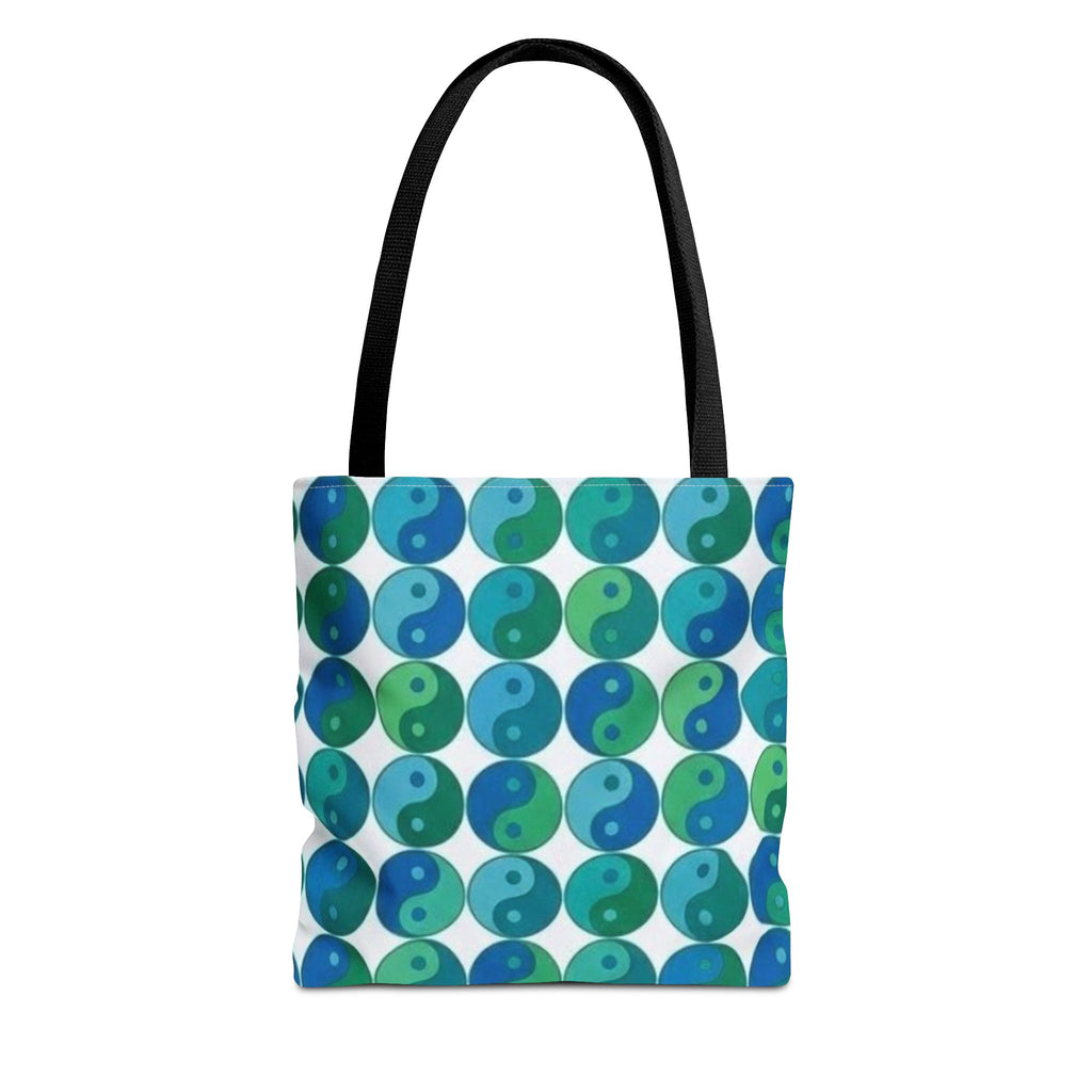 Yin Yang Pattern Tote Bag — Blue Green Reversible All-Over-Print Shopper