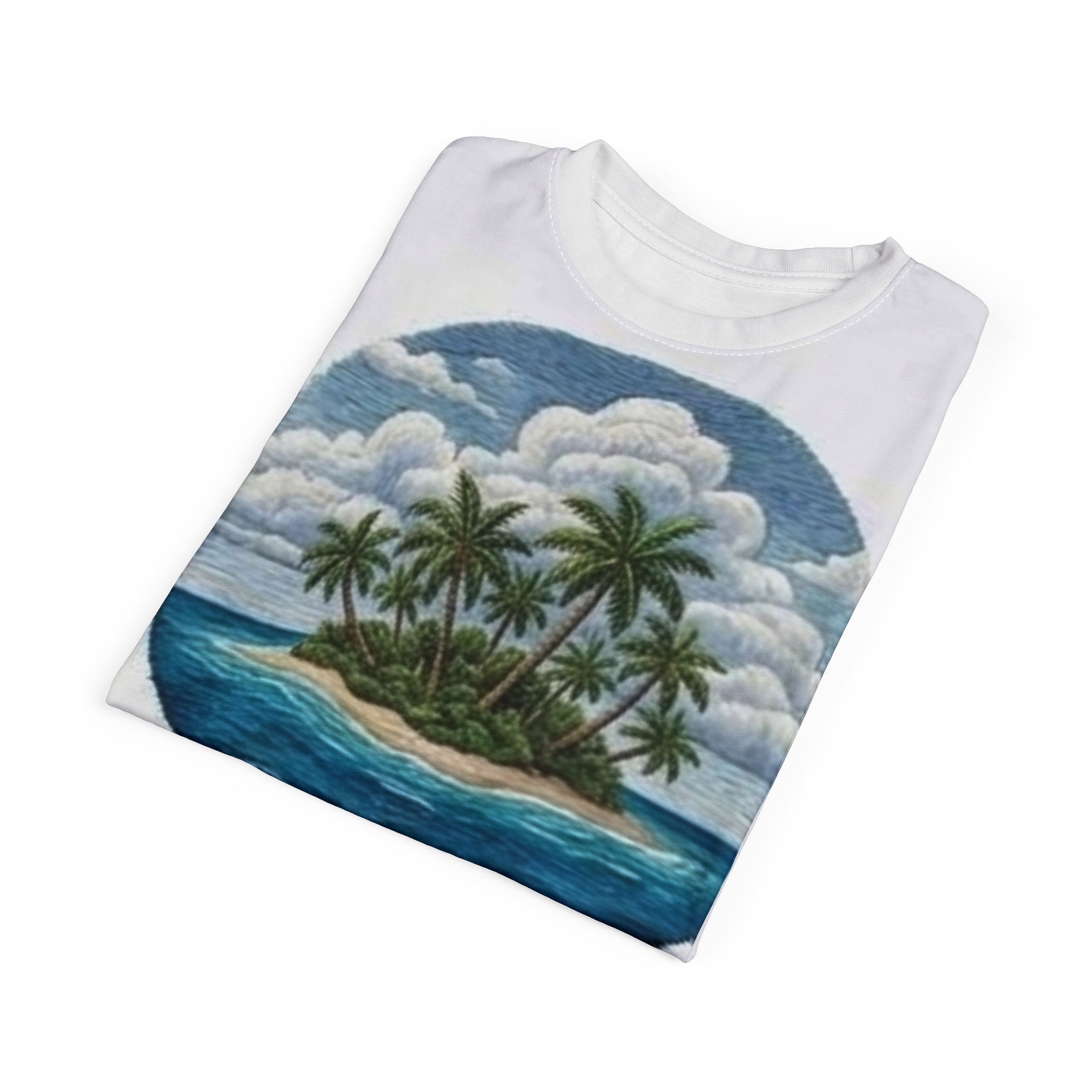 Tropical Island All-Over Print Tee — Palm Tree Beach Vacation Shirt