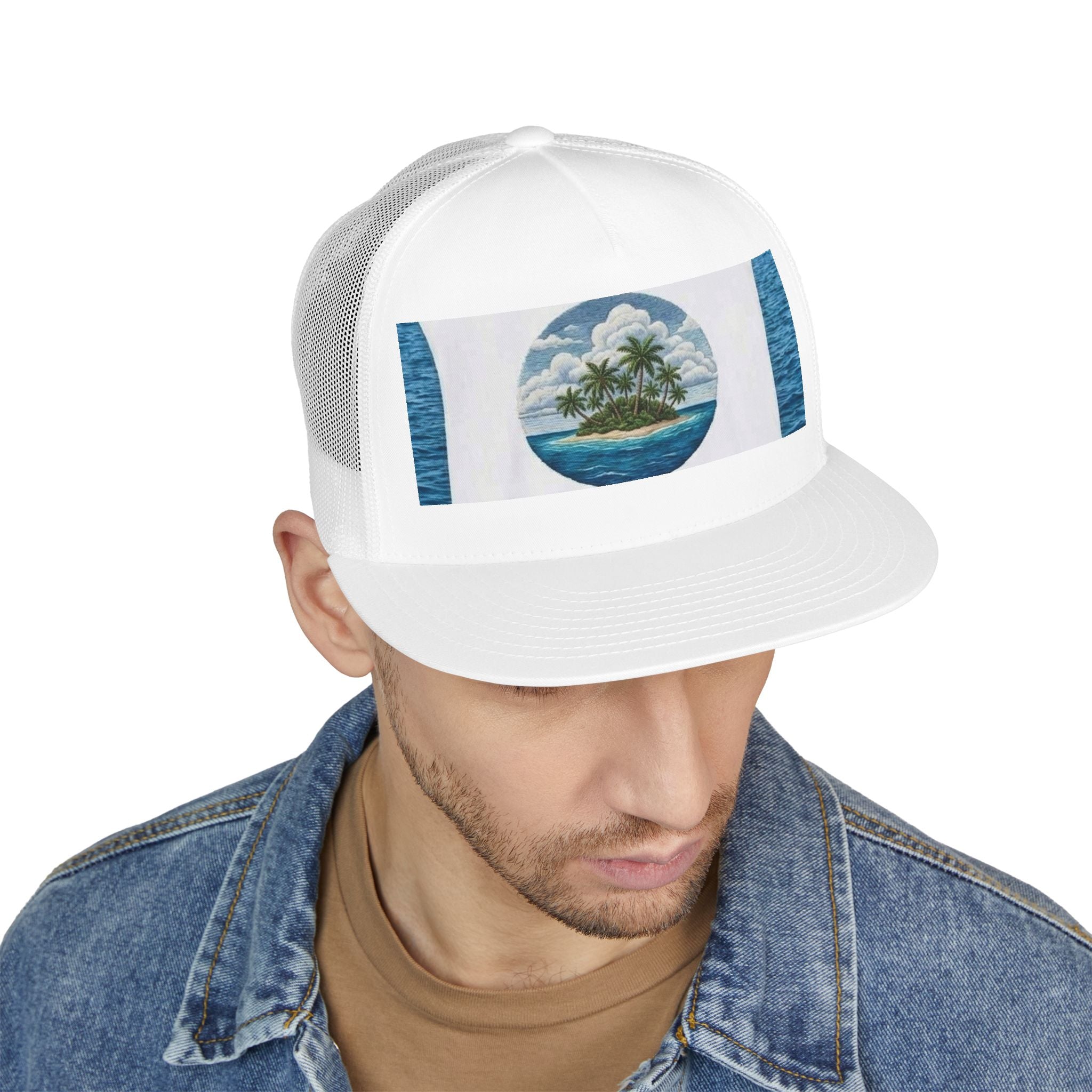 Tropical Island Trucker Cap — Vintage Beach Palm Hat