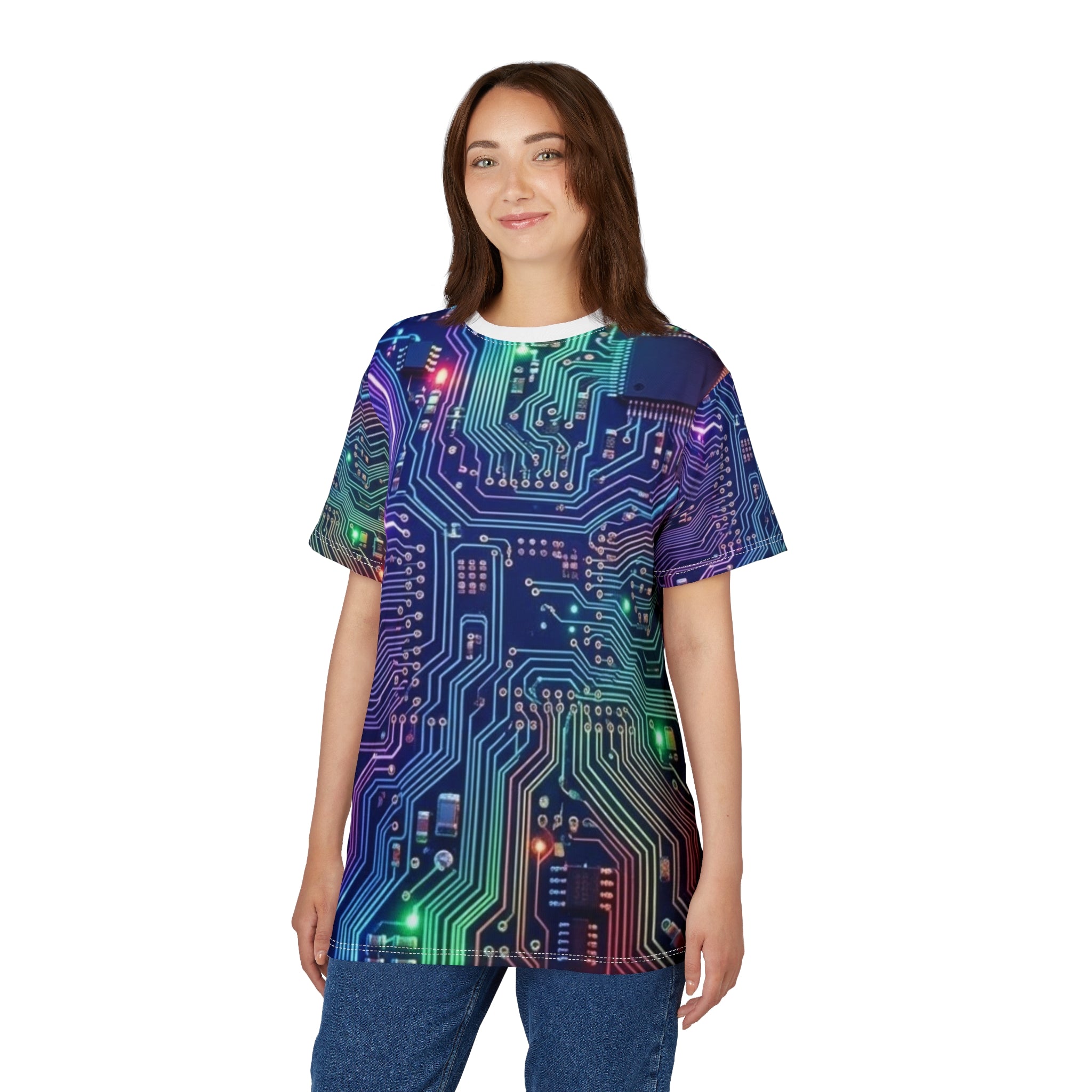 Circuit Board Tech Tee — Neon PCB All-Over Print Shirt Printify