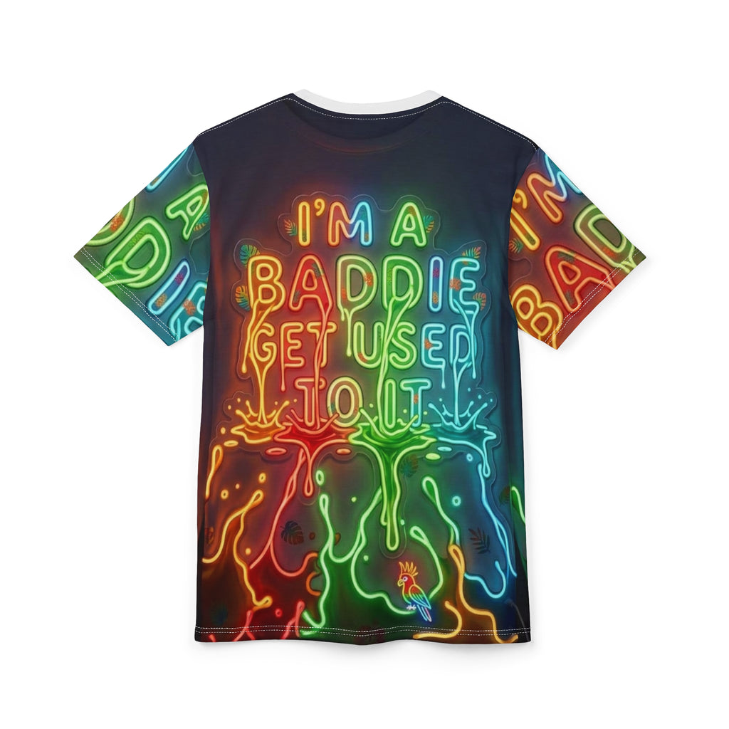 Neon 'I'm A Baddie' All-Over Print Tee