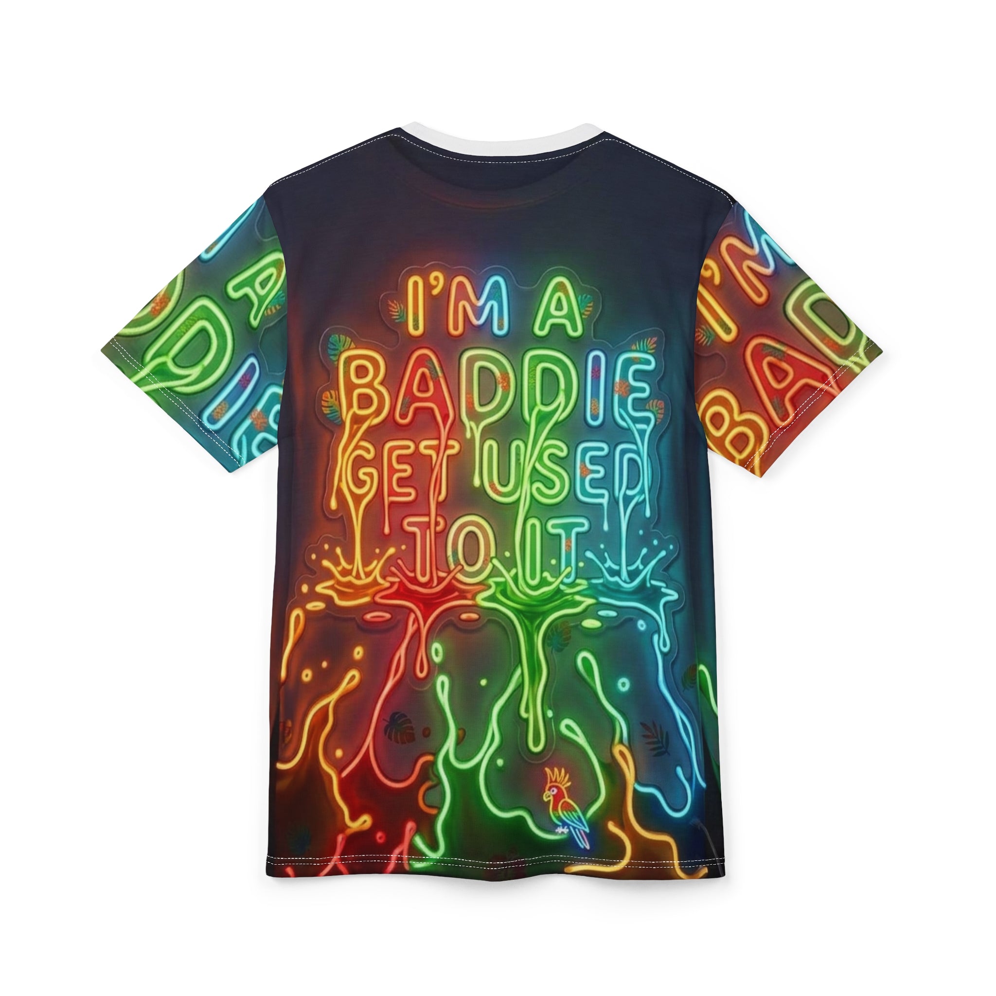Neon 'I'm A Baddie' All-Over Print Tee