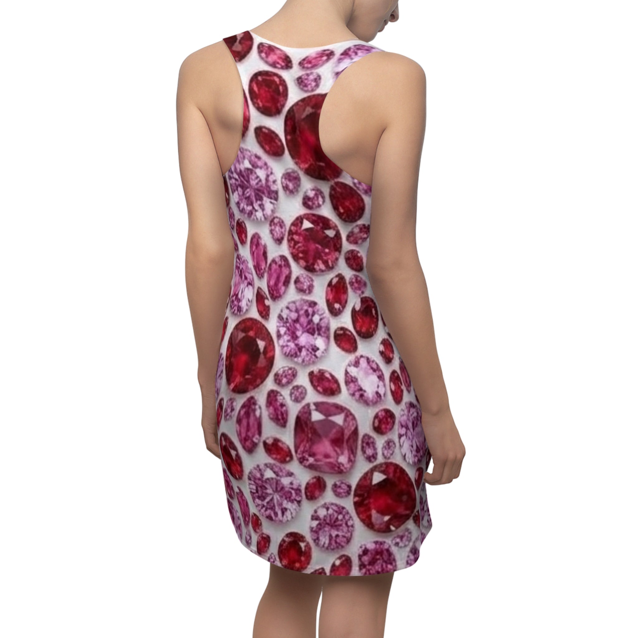 Racerback Dress — Pink & Red Gemstone All-Over Print
