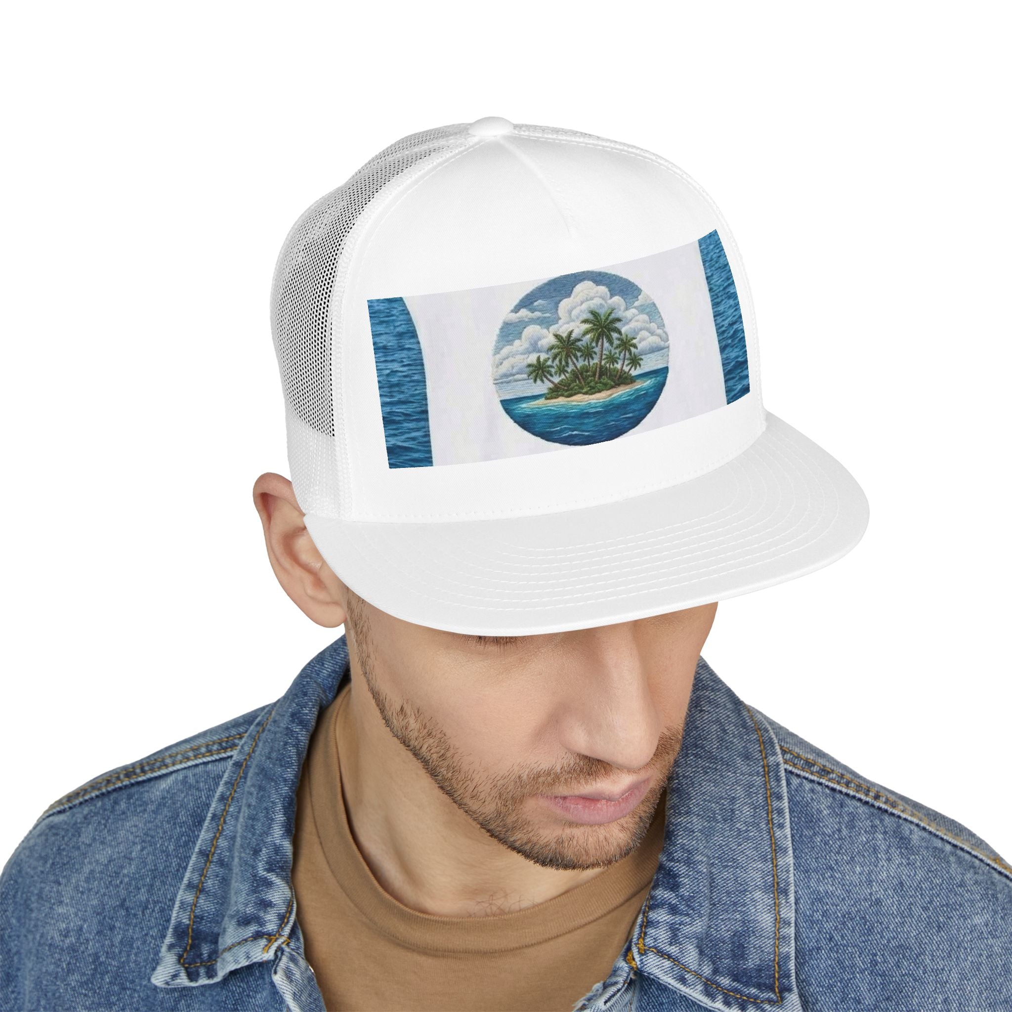 Island Paradise Trucker Cap — Tropical Beach Snapback