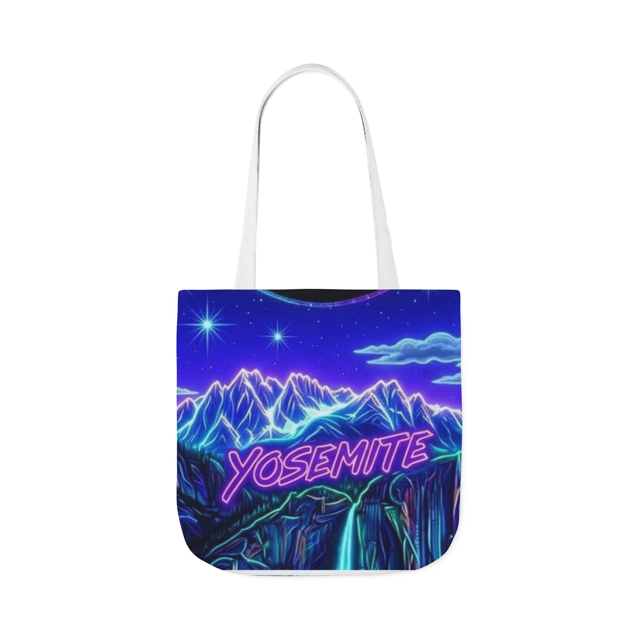 Yosemite Neon Mountains Canvas Tote Printify