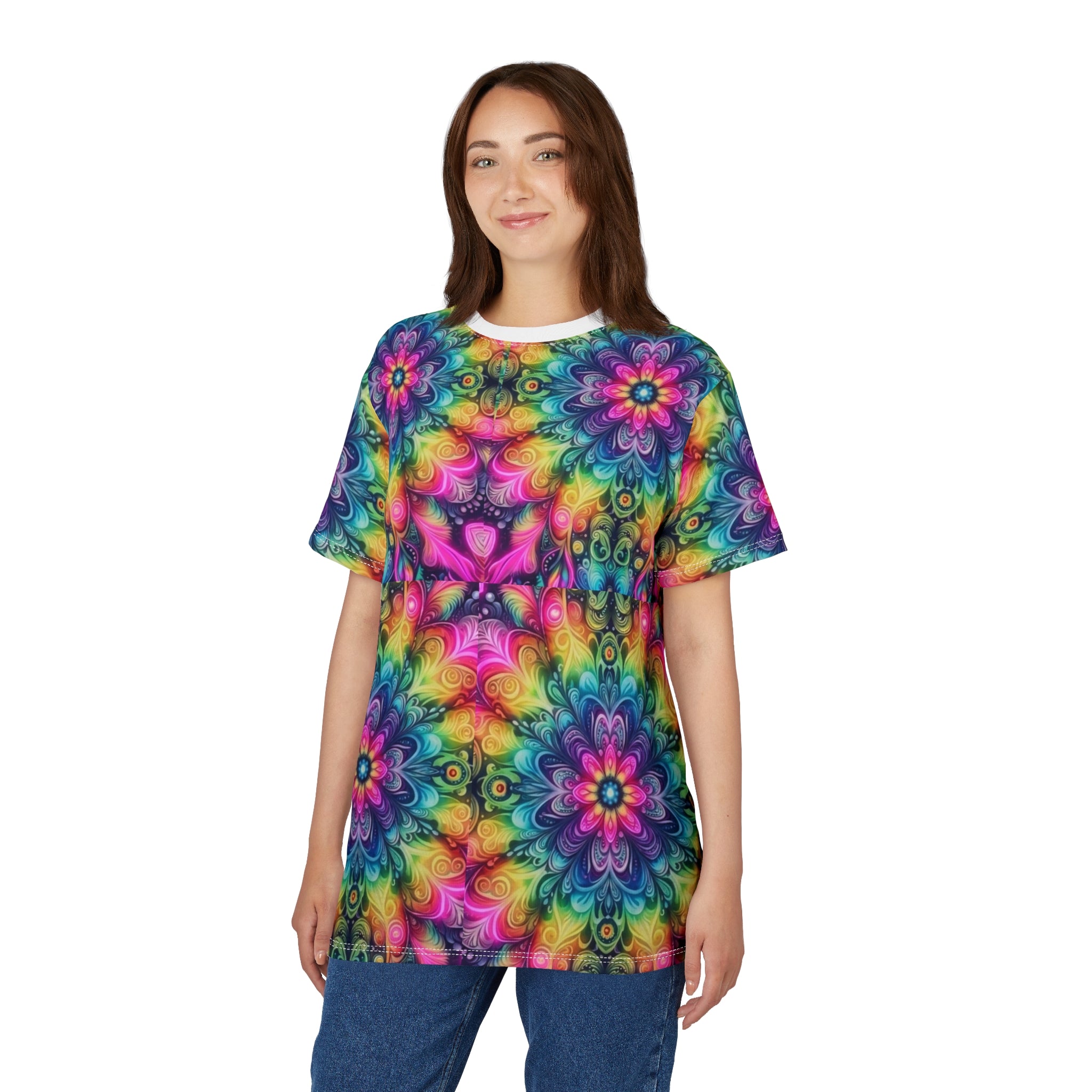 Psychedelic Floral Kaleidoscope Tee Printify