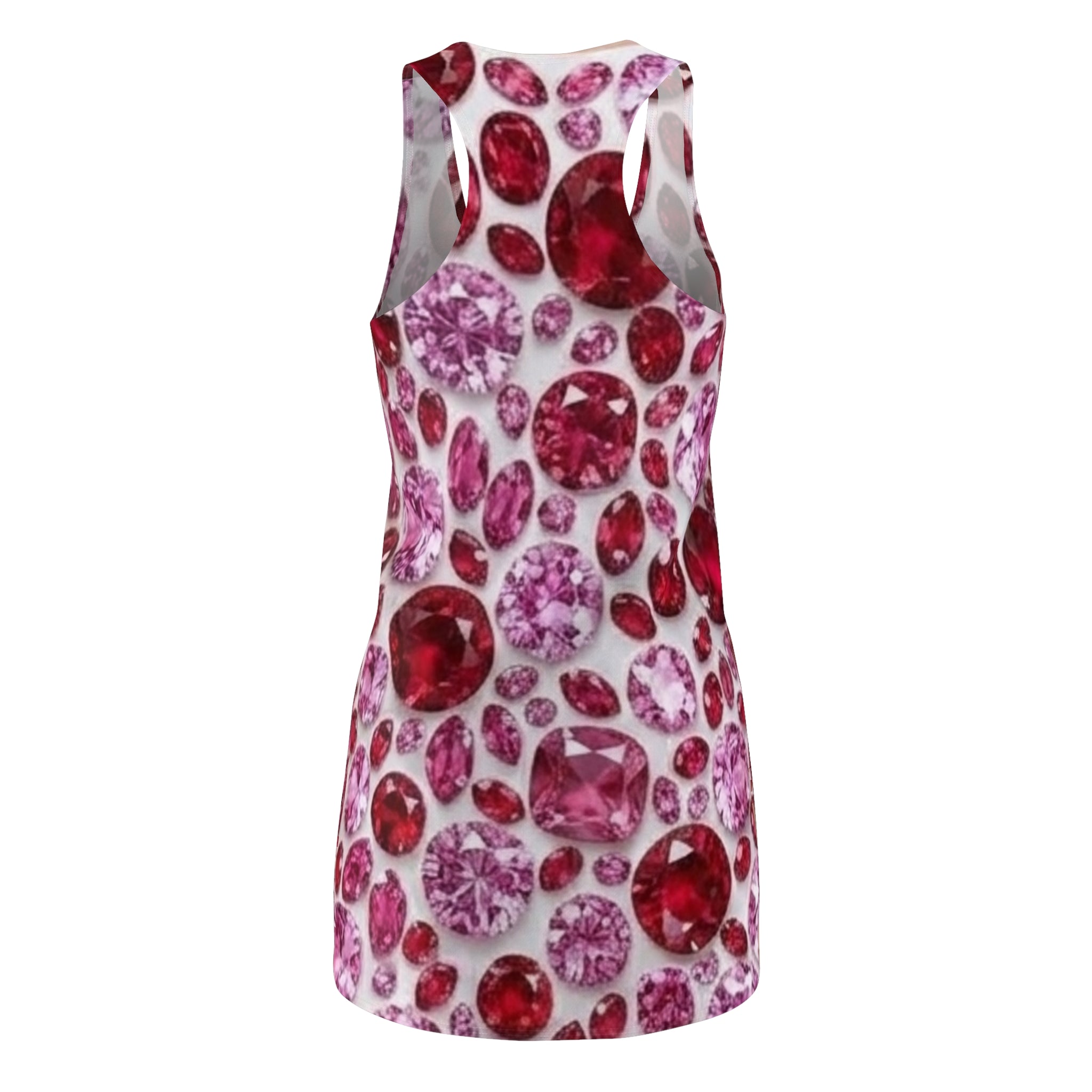 Racerback Dress — Pink & Red Gemstone All-Over Print