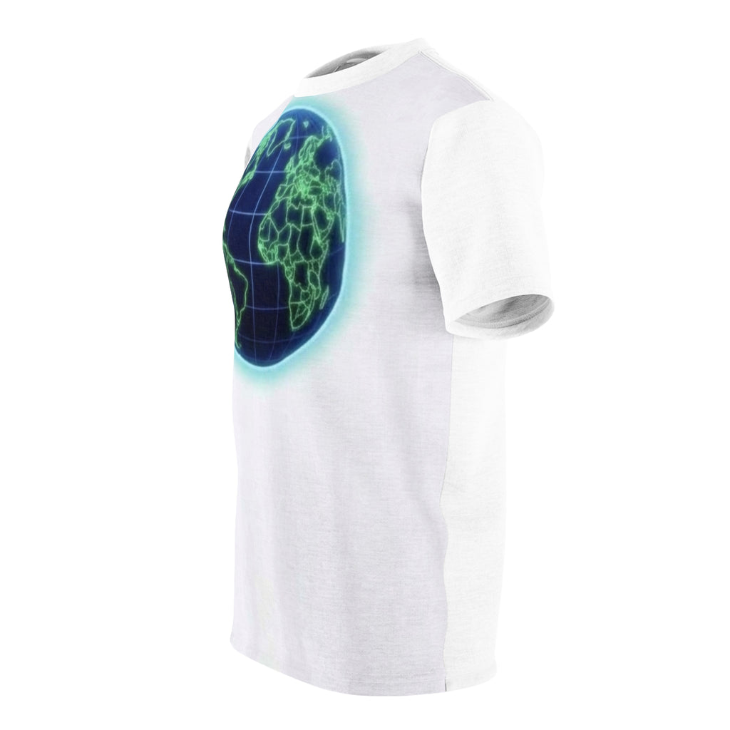 Neon Globe Graphic Tee — Glowing Earth Print T-Shirt Printify