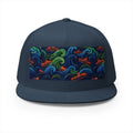 All-Over Print Trucker Cap Neon Wave Surf & Boat Pattern —5-Panel Mesh Hat Printify