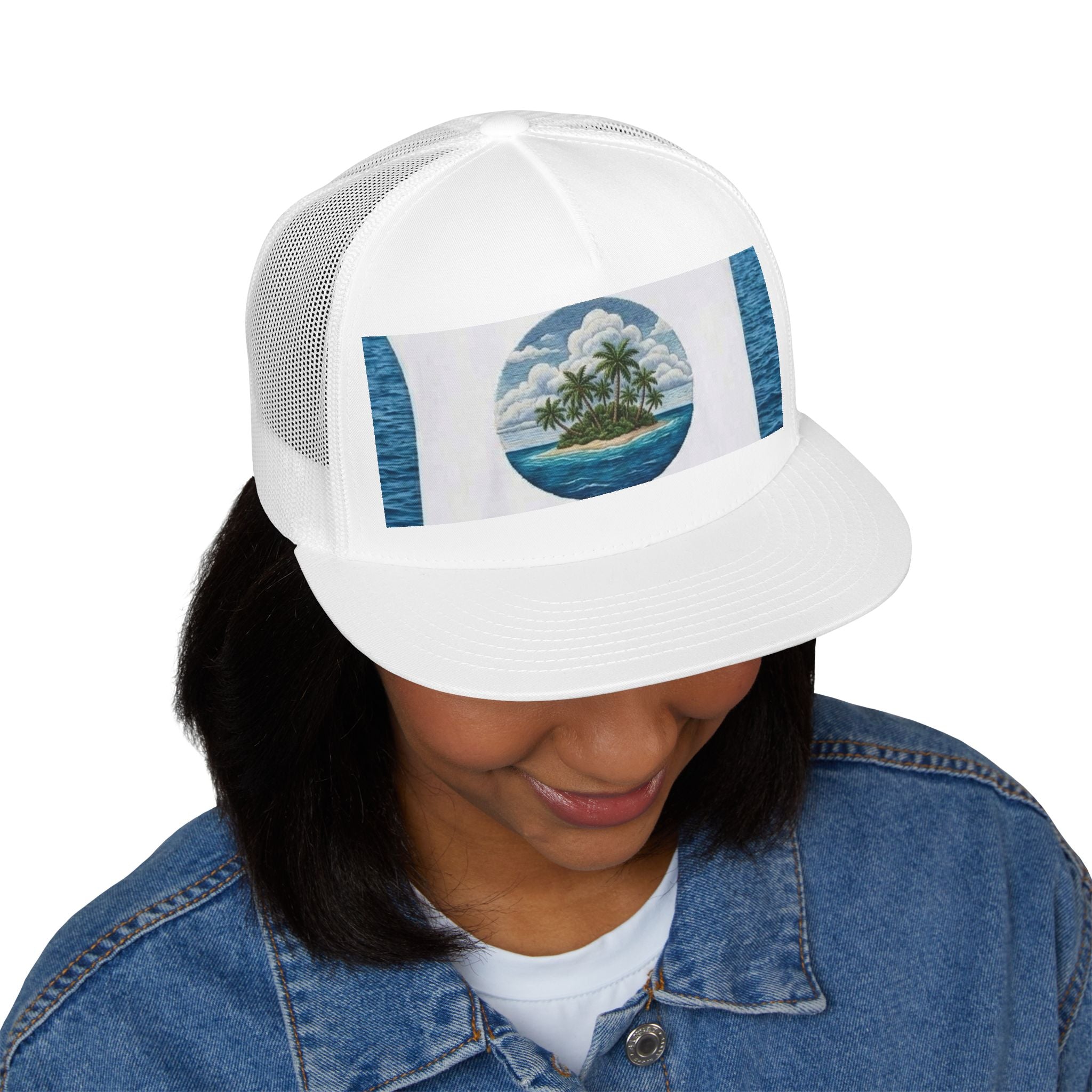 Tropical Island Trucker Cap — Vintage Beach Palm Hat