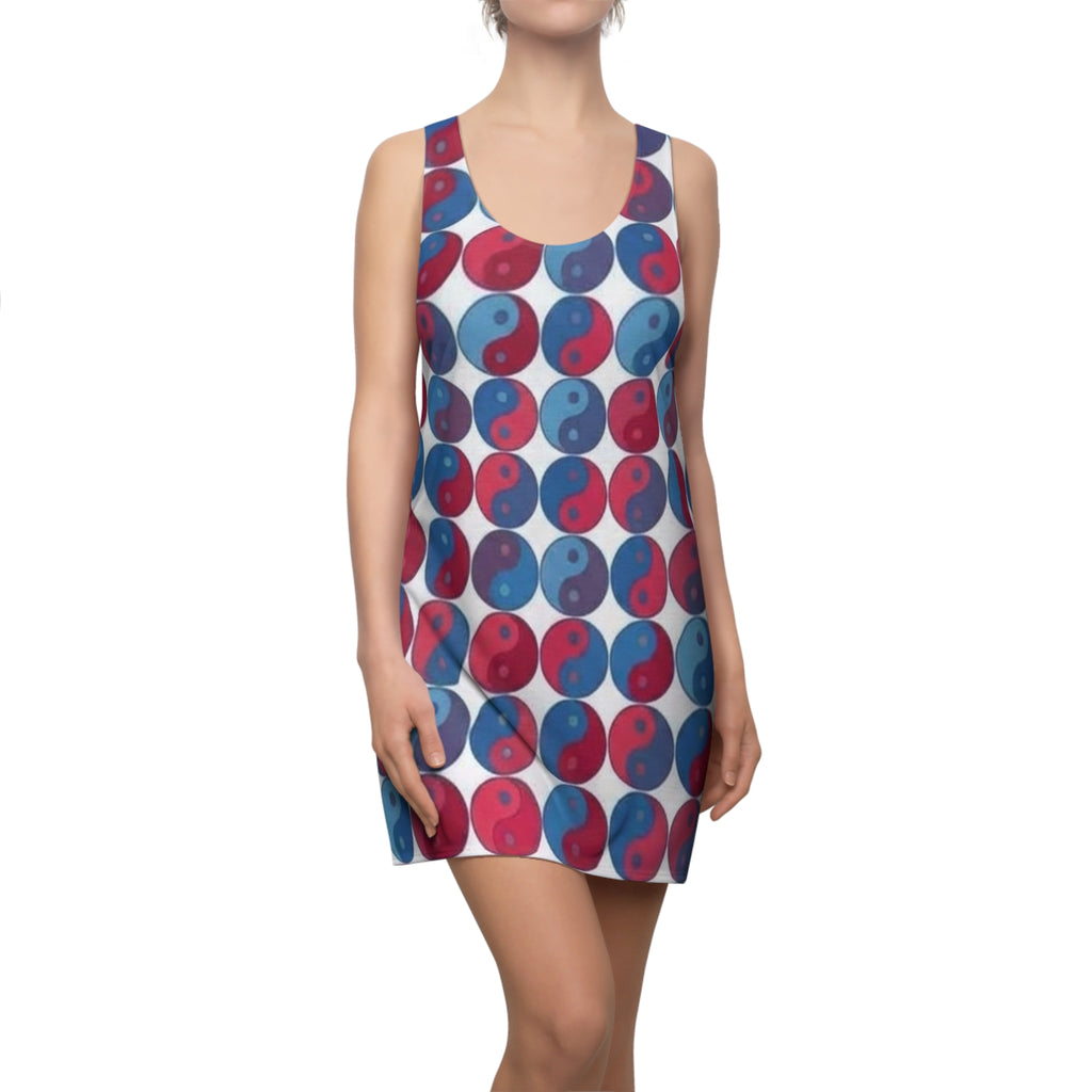 Red & Blue Yin Yang Racerback Dress — All-Over Print Casual Sundress