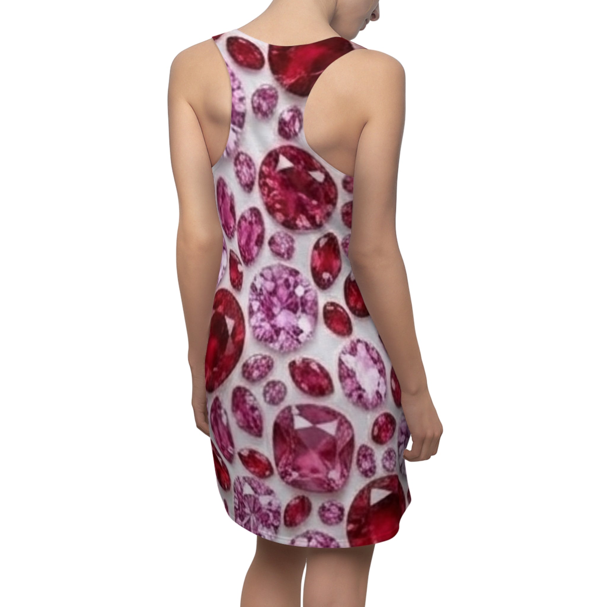 Racerback Dress — Pink & Red Gemstone All-Over Print