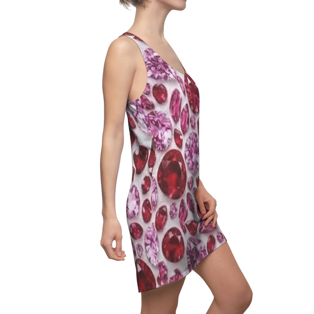 Racerback Dress — Pink & Red Gemstone All-Over Print