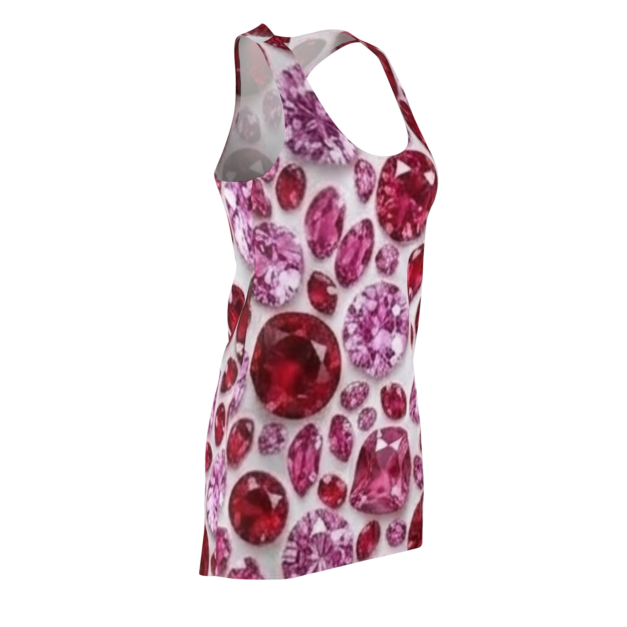 Racerback Dress — Pink & Red Gemstone All-Over Print