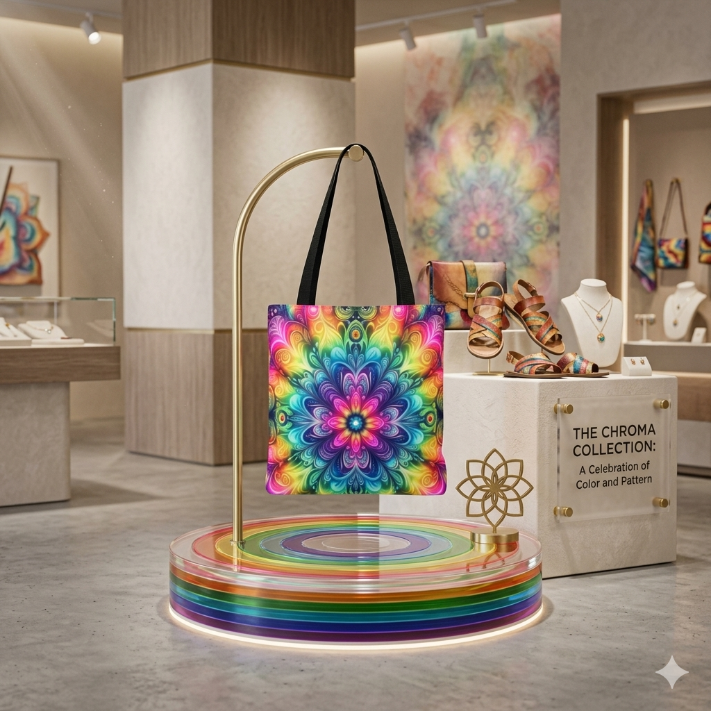 Psychedelic Floral Kaleidoscope Tote Bag Printify