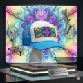 Psychedelic Kaleidoscope Floral Foam Cap Trucker Hat — Colorful Printify