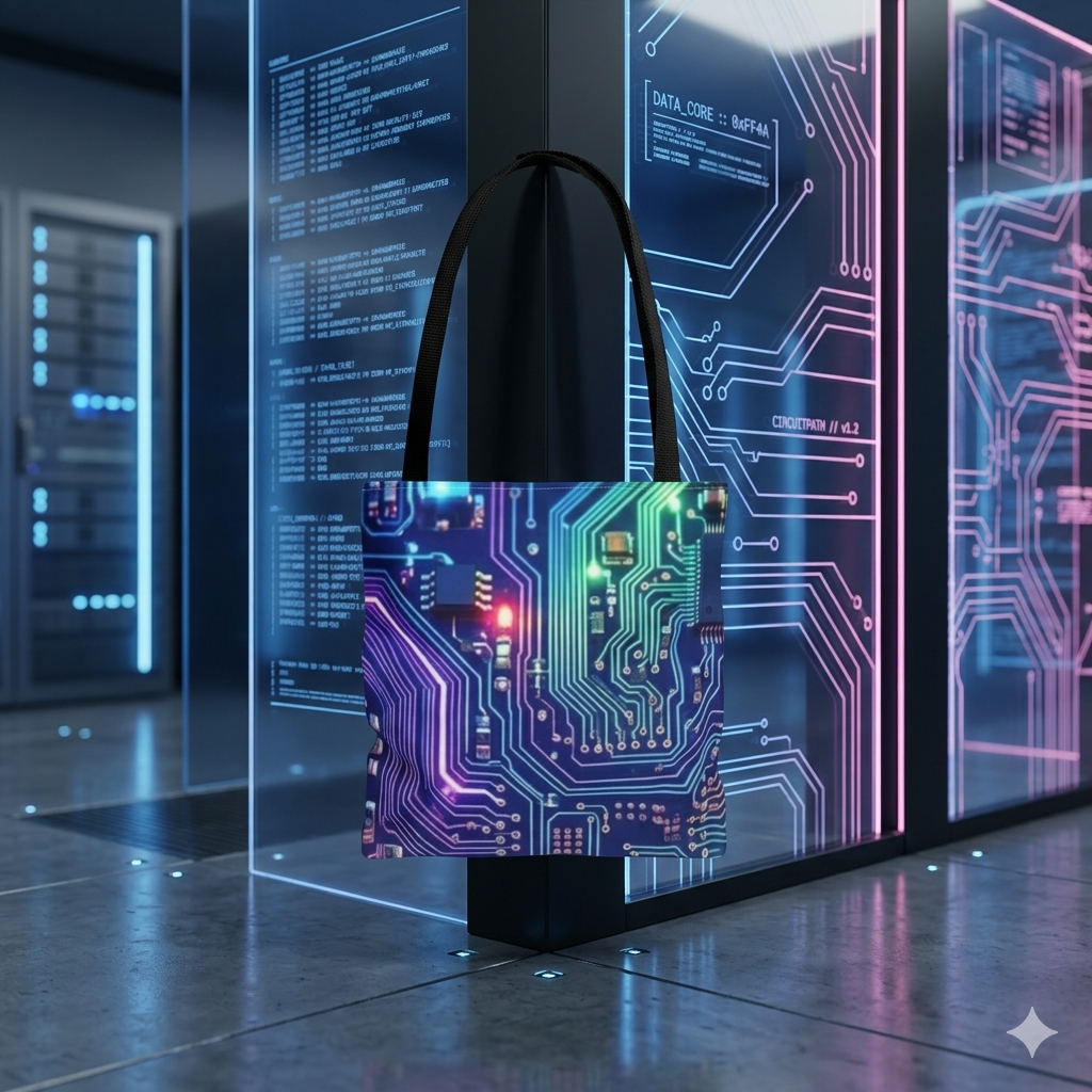 Circuit Board Tote Bag — Colorful Tech Printed All-Over-Print Tote Printify