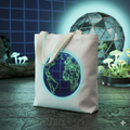 Neon Globe Tote Bag – Eco Globe AOP Tote for Travel & Everyday Printify