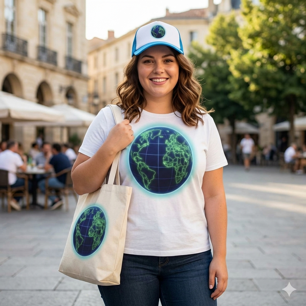 Neon Globe Graphic Tee — Glowing Earth Print T-Shirt Printify
