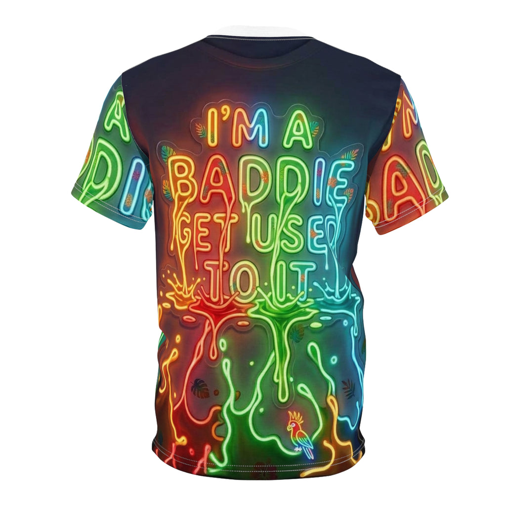 Neon 'I'm A Baddie' All-Over Print Tee